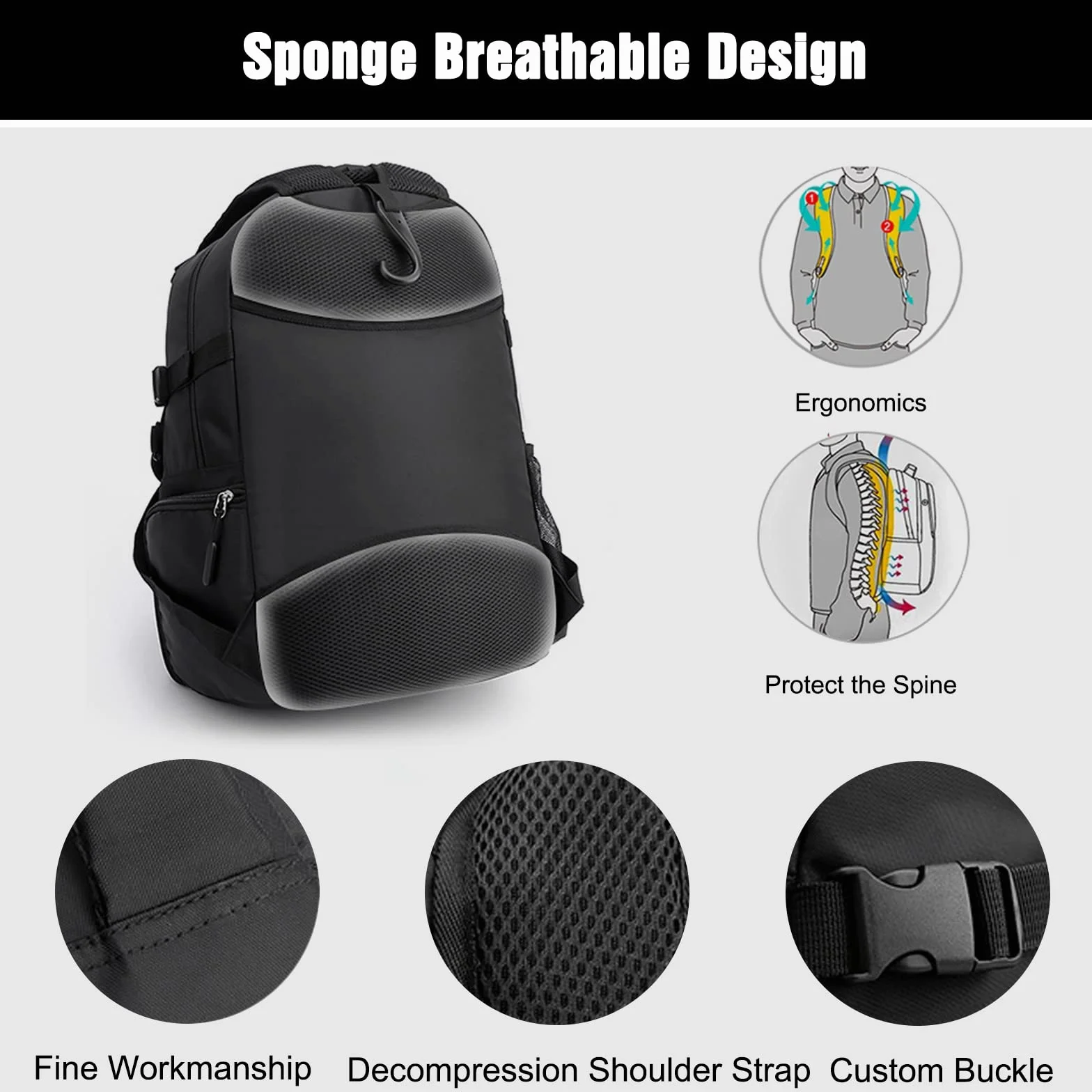 Sac à dos de basket-ball FANDARE grand sac de sport poche balles séparée compartiment chaussures 15,6 pouces ordinateur portable