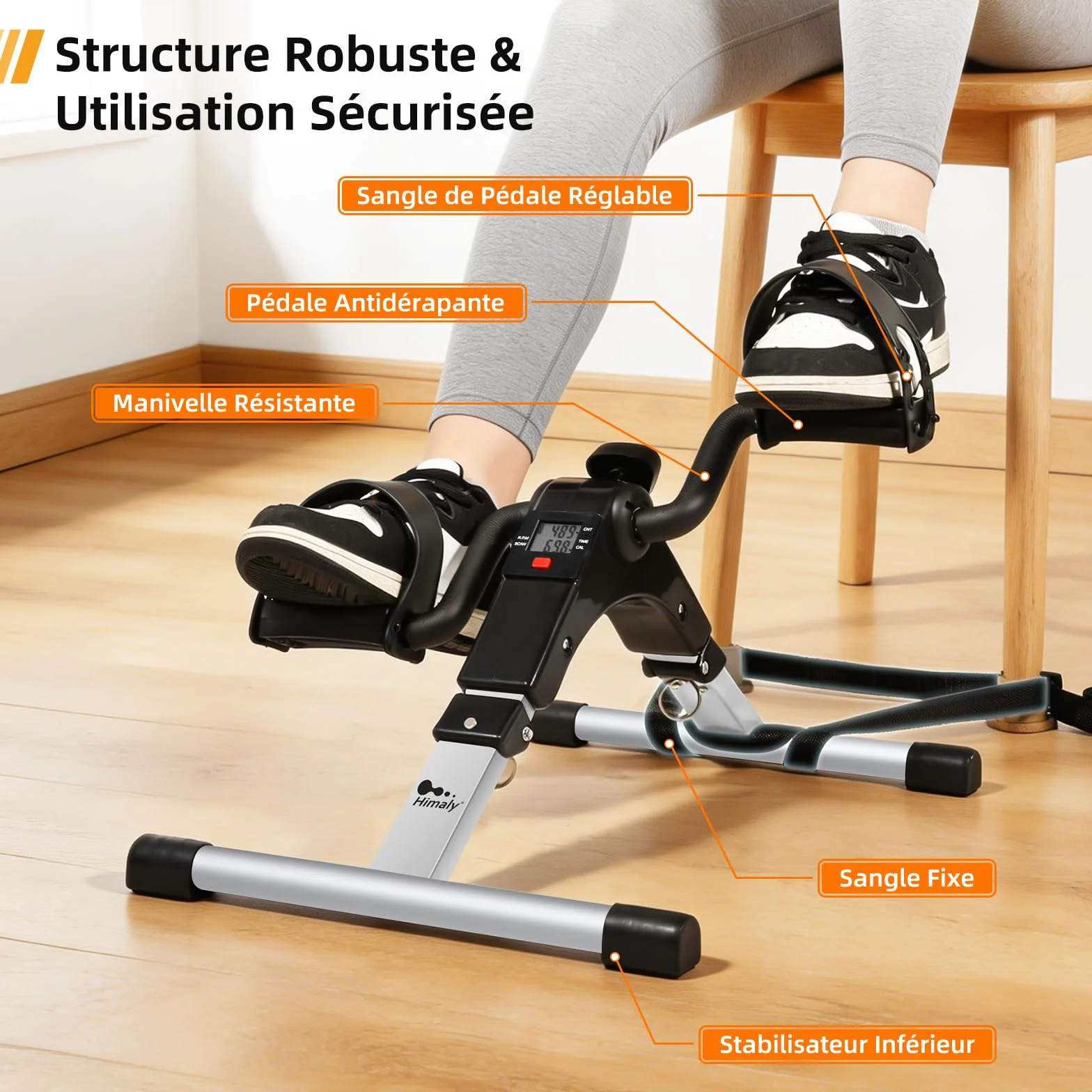 Himaly Mini Exercise Bike Portable Pedal Exerciser with LCD Display Adjustable Resistance