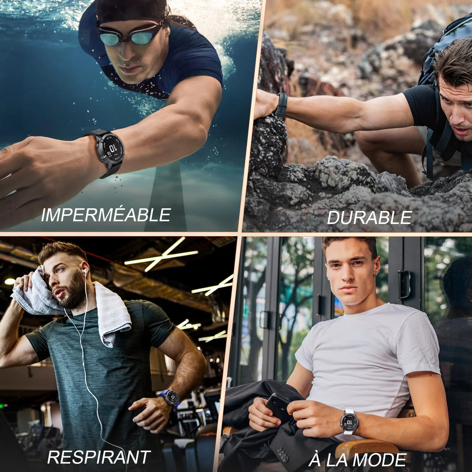 Bracelet Quickfit 22mm pour Garmin Fenix 5/6/7/7 pro/6 pro/5 plus, Forerunner 935/945/955/965, Epix Gen 2, Instinct/2, Approach S60, Quatix 7/6/5/7 pro (Noir)