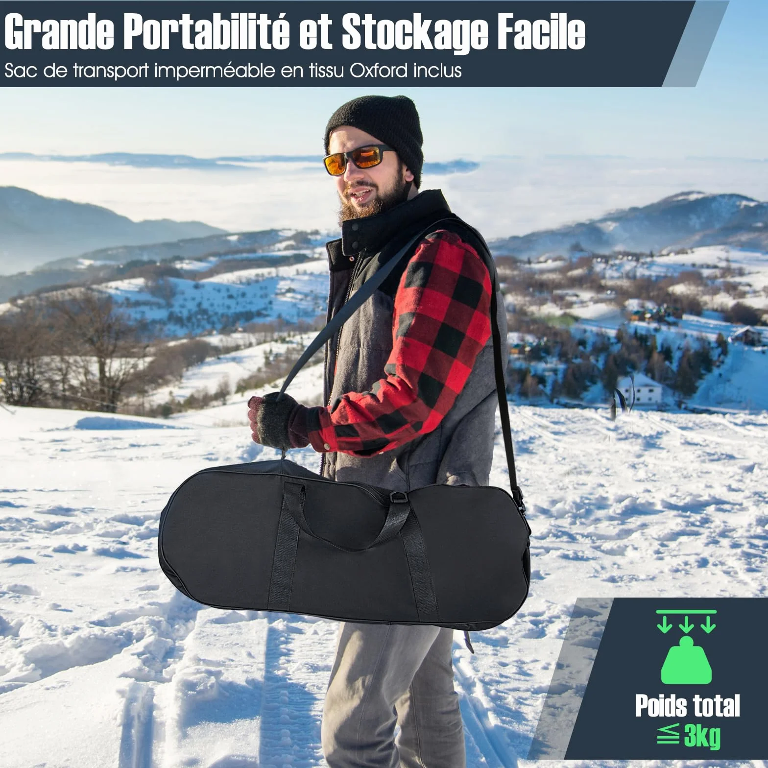 COSTWAY Raquettes à Neige 4 en 1 Aluminium Adultes Pointure 35-45 Charge 30-130kg