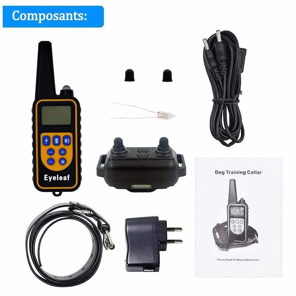 Collier de Dressage pour Chien avec Bip Vibration Choc, étanche Rechargeable, télécommande 800 mètres