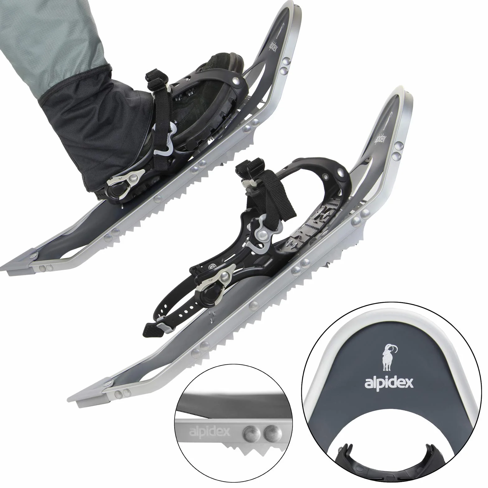 ALPIDEX Raquette Neige Aluminium Sac Transport Bâtons Optionnel