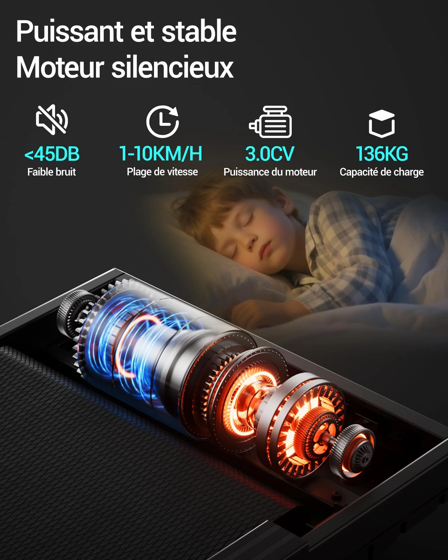 UMAY Tapis de Course Pliable Inclinable 16%, 10KM/H, Affichage LED, Télécommande, 3.0 CV, Max Charge 136KG