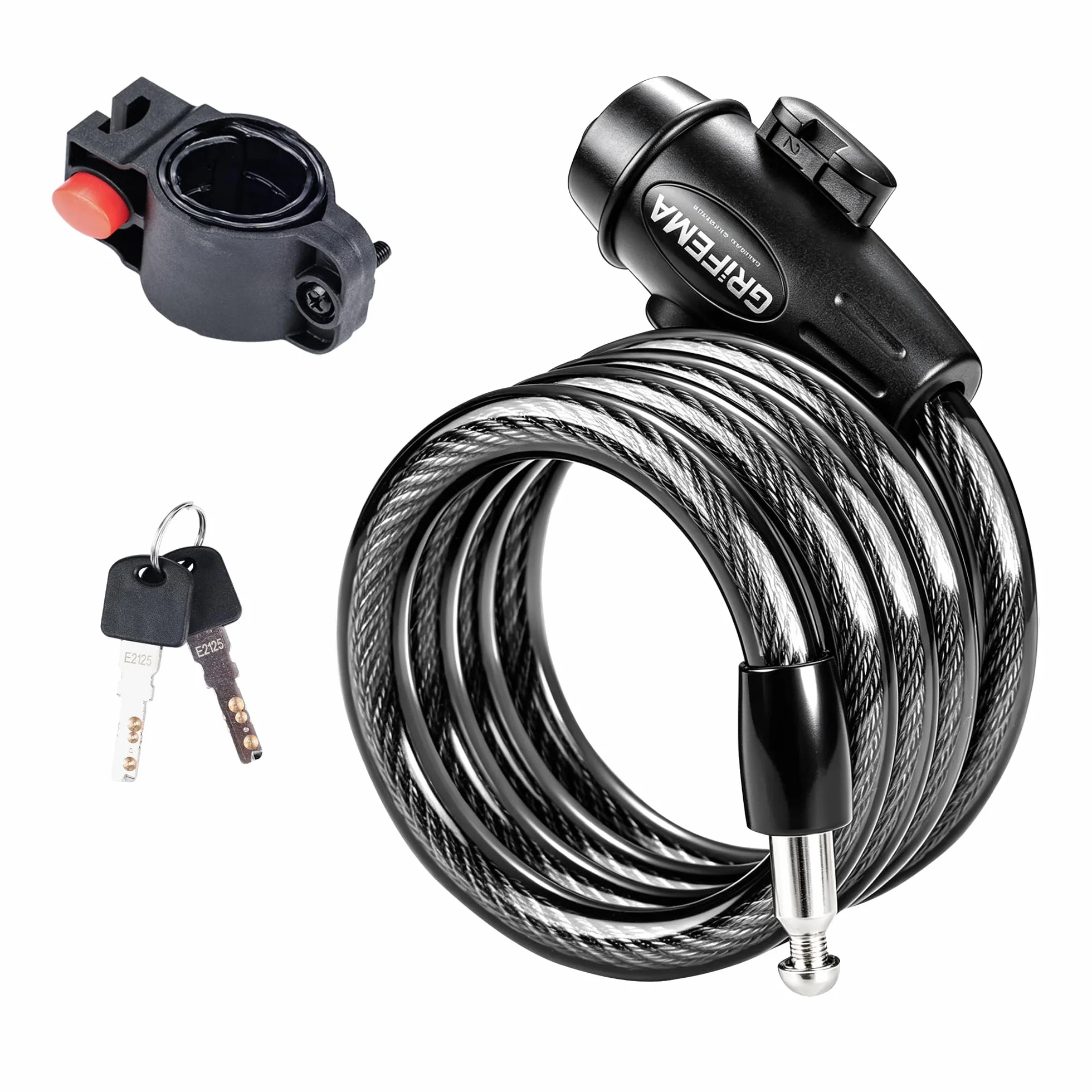 GRIFEMA GA1204-12 Chaîne Antivol Vélo 120 cm Serrure de câble Noir