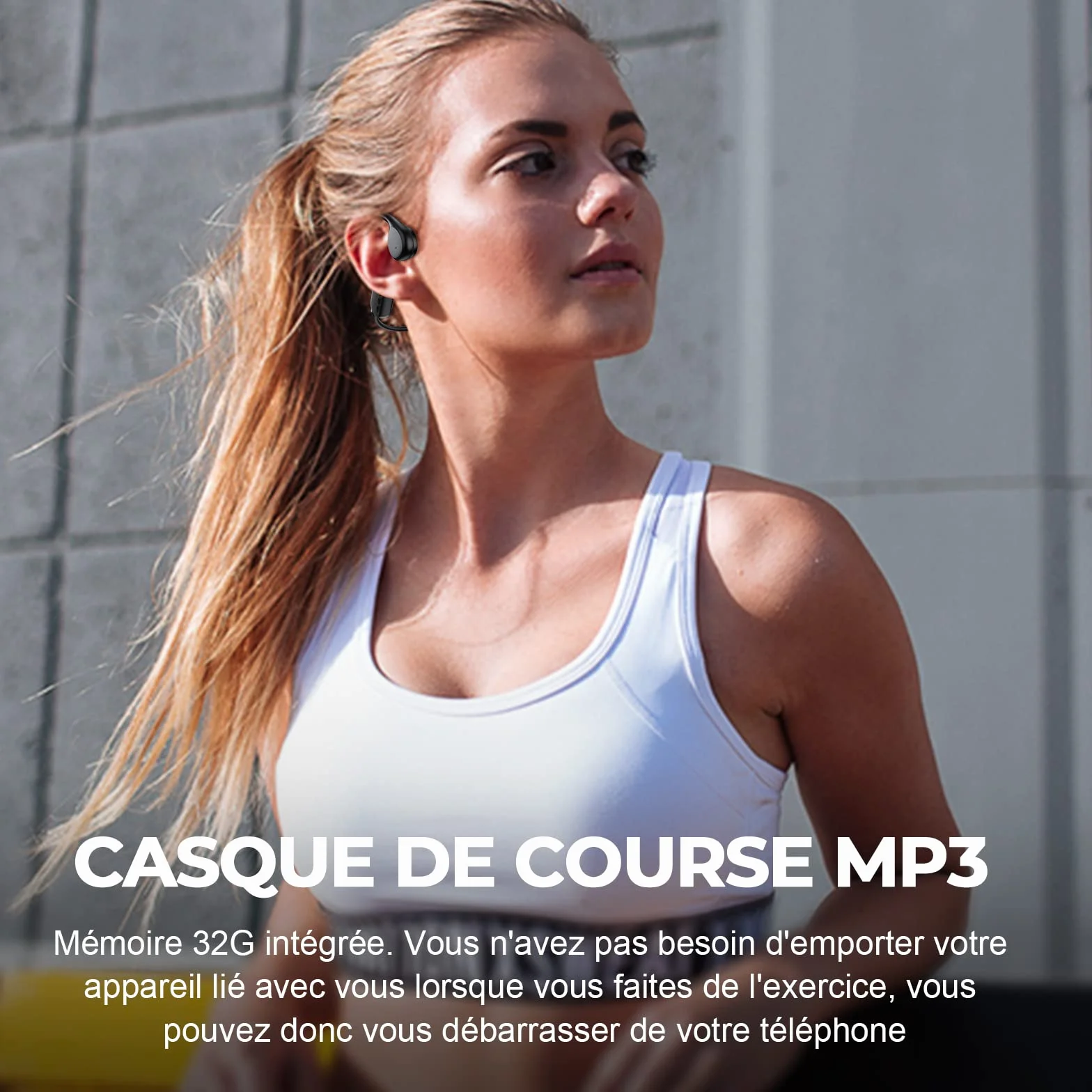 Casque Conduction Osseuse Bluetooth 5.4, Mémoire 32 Go Intégrée, Lecteur MP3 Étanche IPX8, 10 Heures de Jeu, Écouteur Natation sans Fil