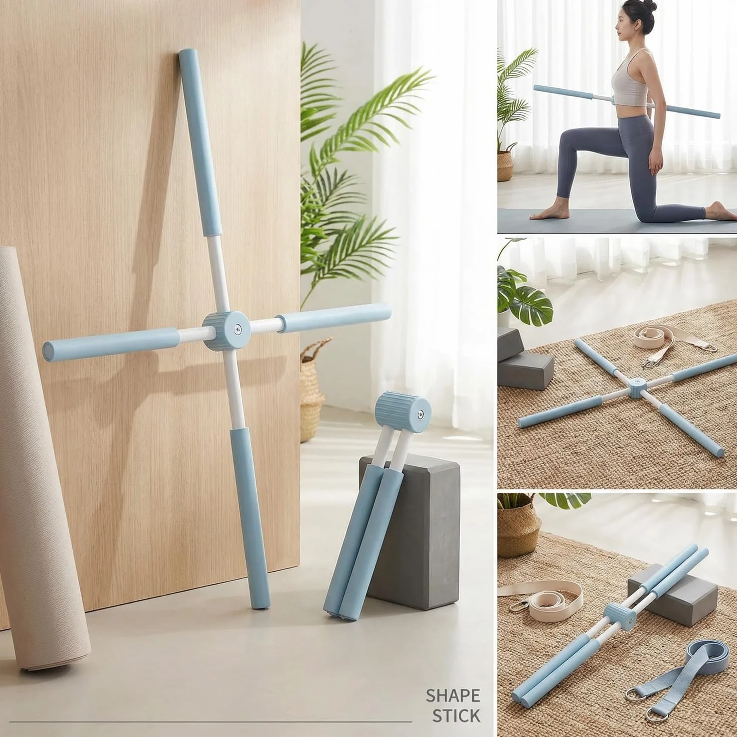 Bâtons de Correction de Posture de Yoga, Bâton de Pilates Rétractable pour Adultes et Enfants
