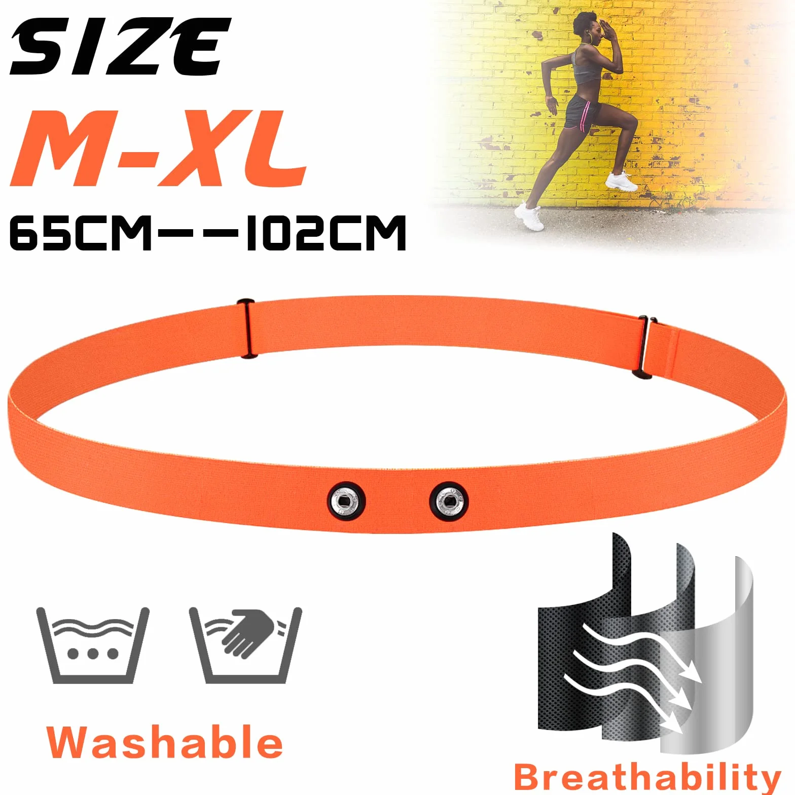 Ceinture Cardio de Remplacement Élastique Sangle de Poitrine pour Garmin, Wahoo Moniteur de Fréquence Cardiaque (Orange)