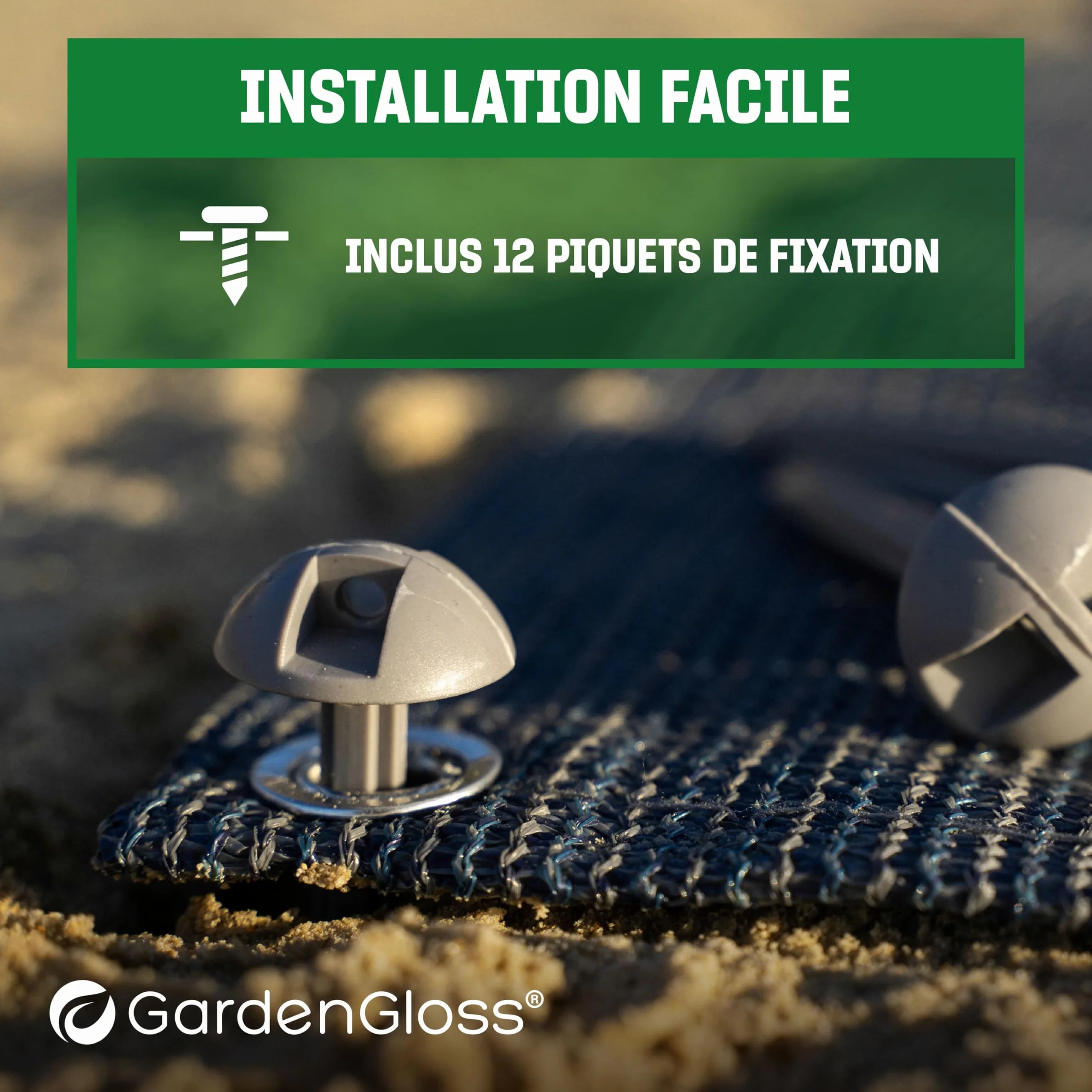 Tapis de Préau Imperméable Extérieur avec Piquets et Sac de Transport