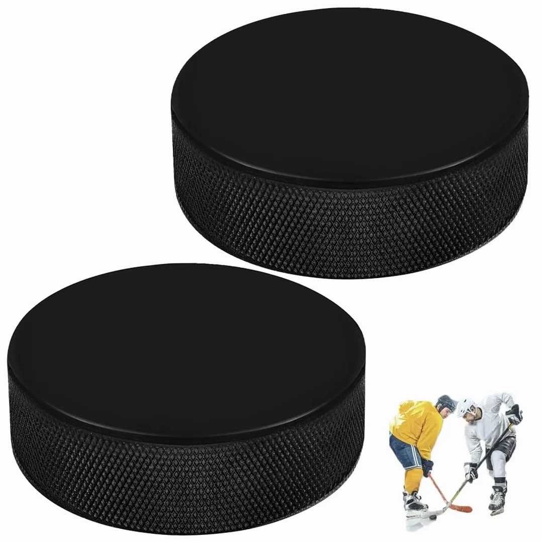 2 Pièces Pucks de Hockey de Pratique, 3 Pouces, Mousse, Entraînement Classique, Intérieur et Extérieur, Noir