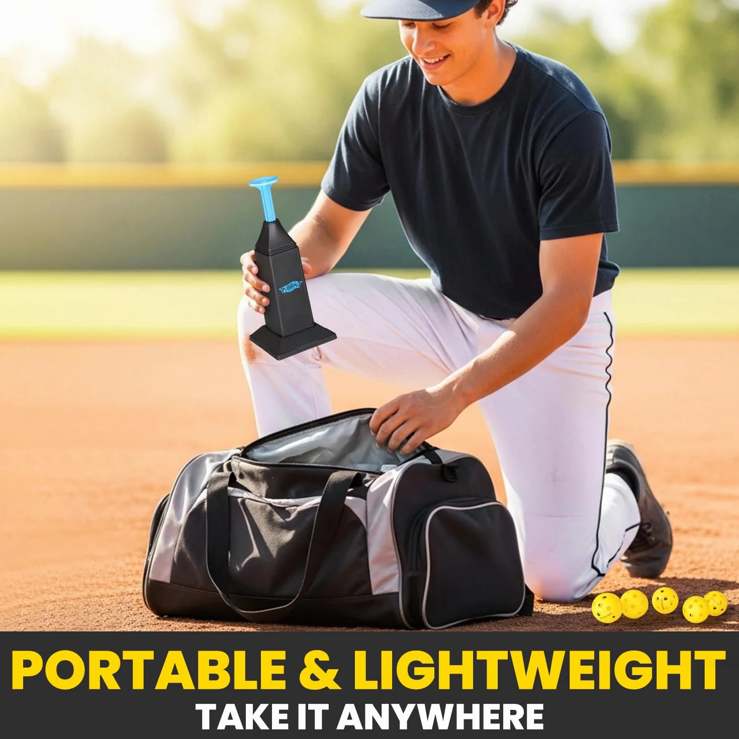 Machine à lancer portable baseball softball 101,6 cm 12 balles pratique swing équipement entraînement