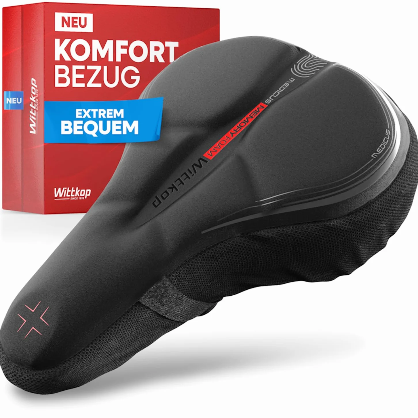 WITTKOP Coussin de Selle de Vélo en Mousse à Mémoire de Forme Ergonomique à 3 Zones