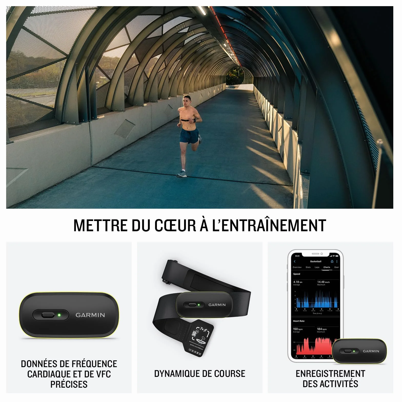 Garmin HRM-600 Moniteur de fréquence Cardiaque VFC Course Pas Calories Vitesse Distance Taille M-XL