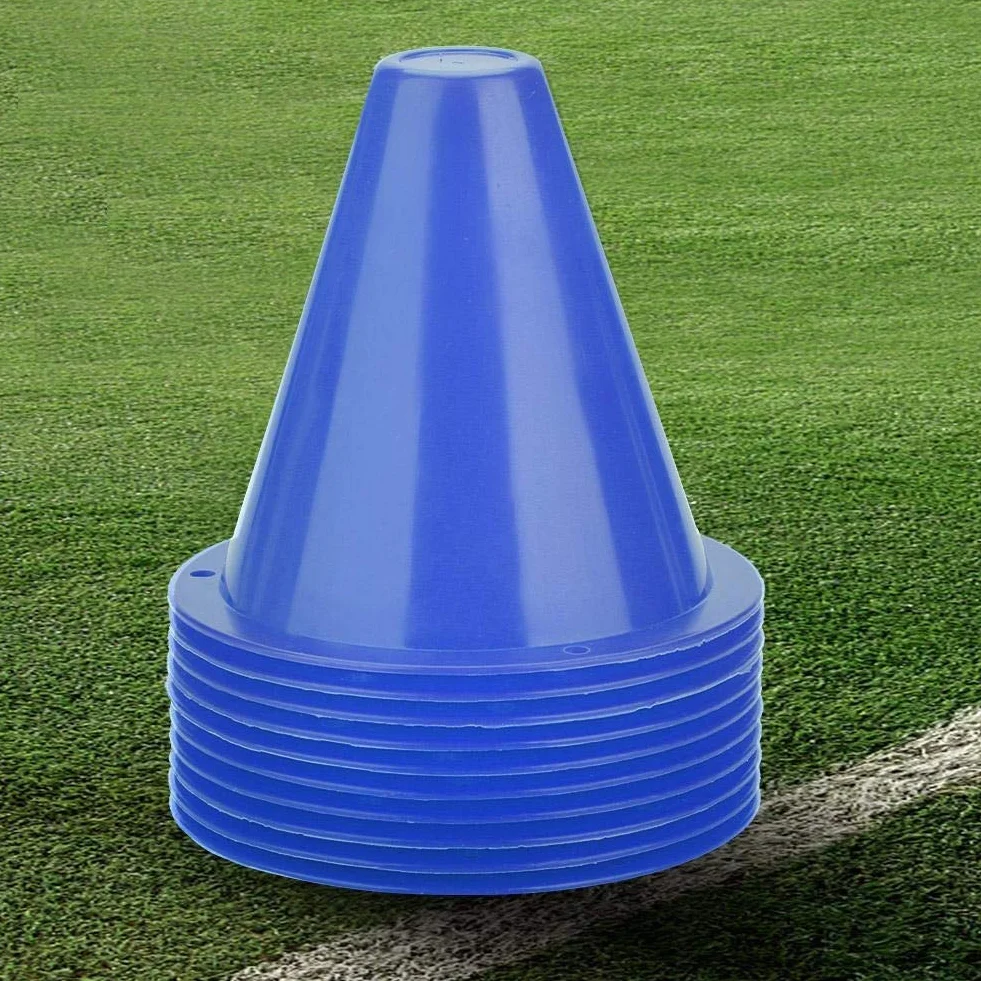 Broco 10pcs Football Cône en Plastique Porte-barrières Marqueur Bleu