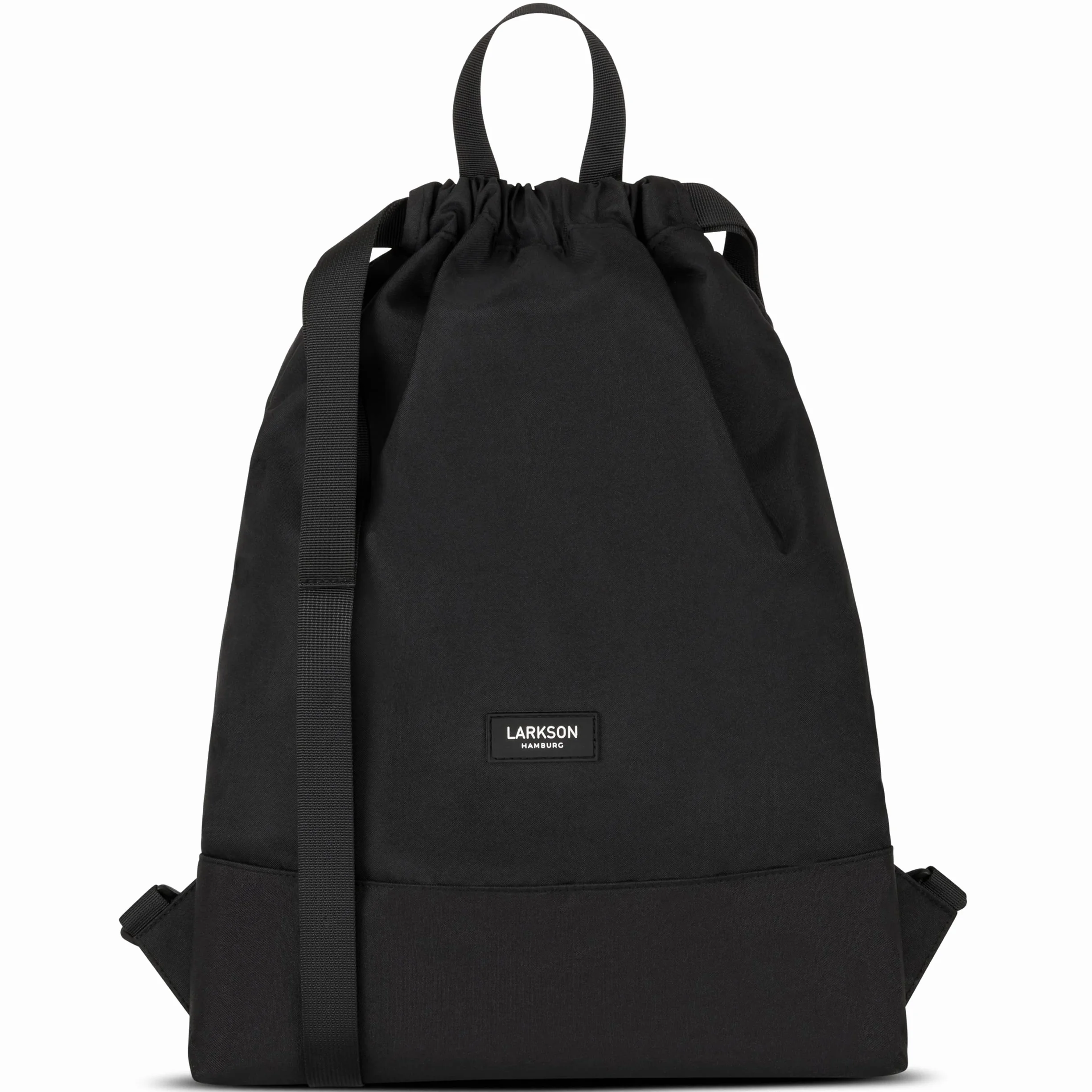LARKSON No 7 Sac à Cordon Femme Homme Noir Sac de Sport avec Poche Intérieure Matériau Recyclé