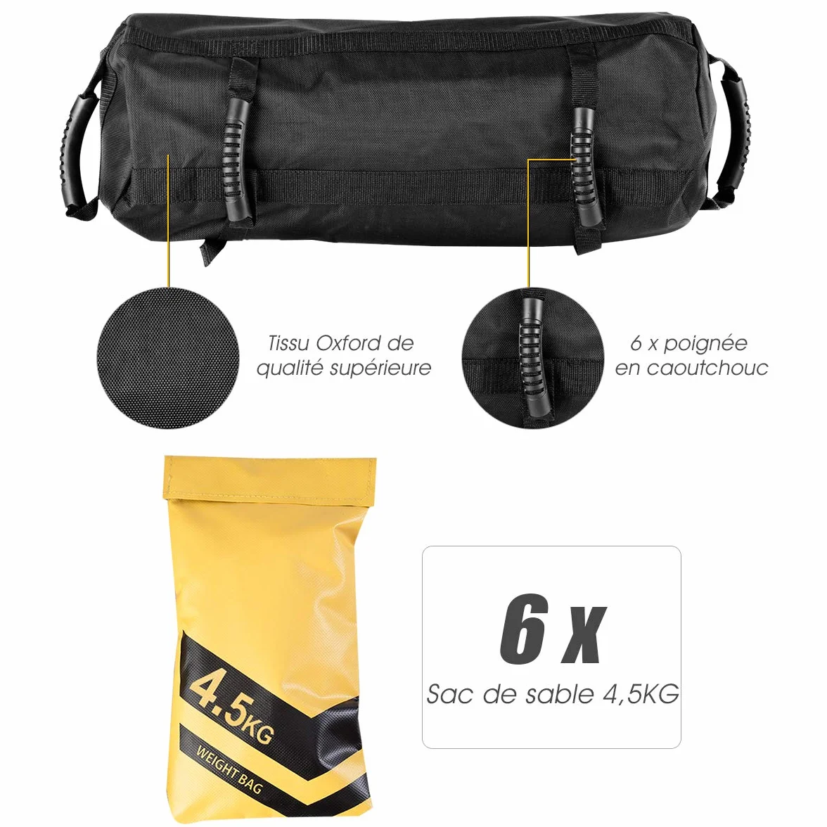 COSTWAY Sac de Sable d'Entraînement 18 kg 23x23x60 cm