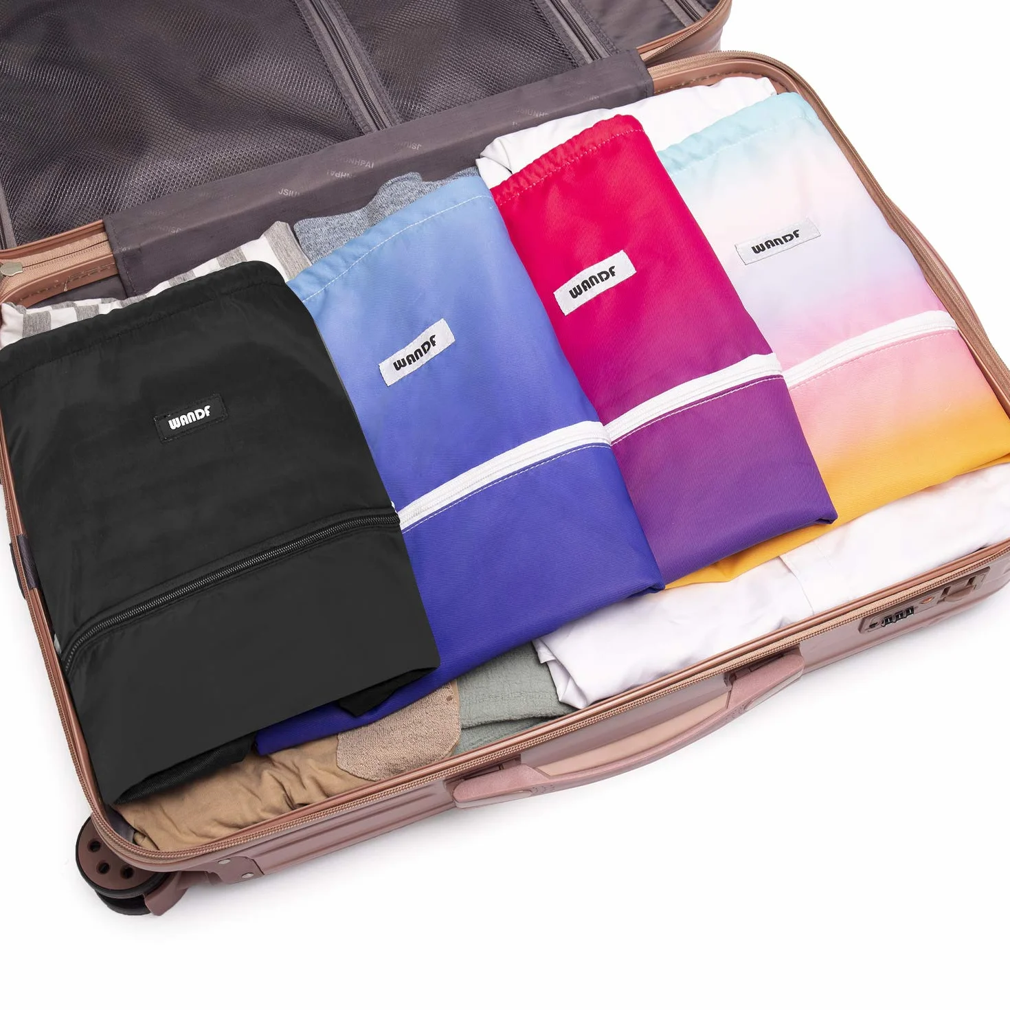 WANDF Sac de Sport à Dos avec Poche Extérieure Cordon Réglable