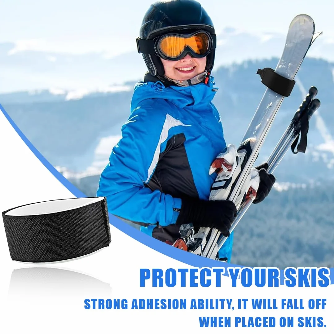 Sangle de Ski NHQ 6 Pièces, Dispositif Retenue Frein Ski, Attache Ski Nylon Réglable pour Snowboard