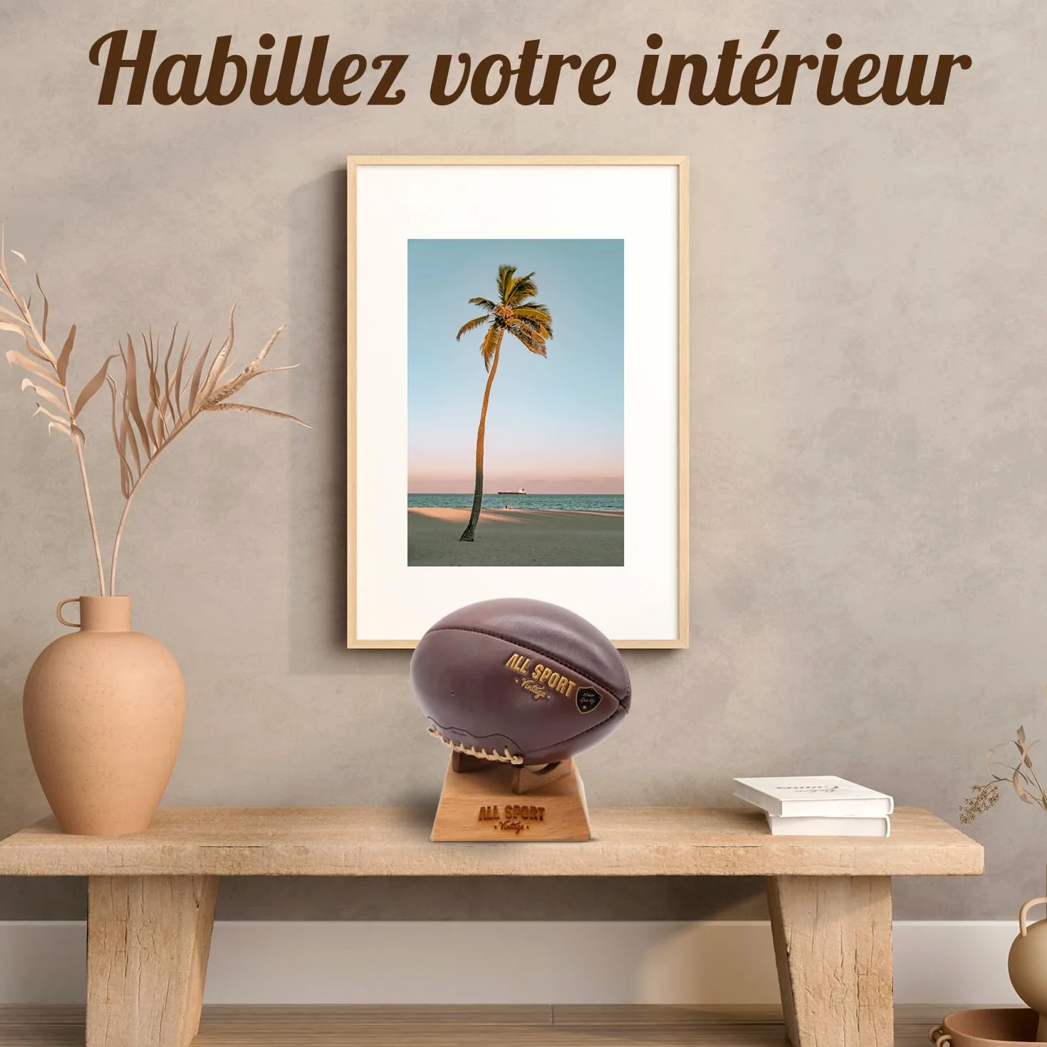 Ballon Football Américain Cuir Vachette Cousu Main Marque Française