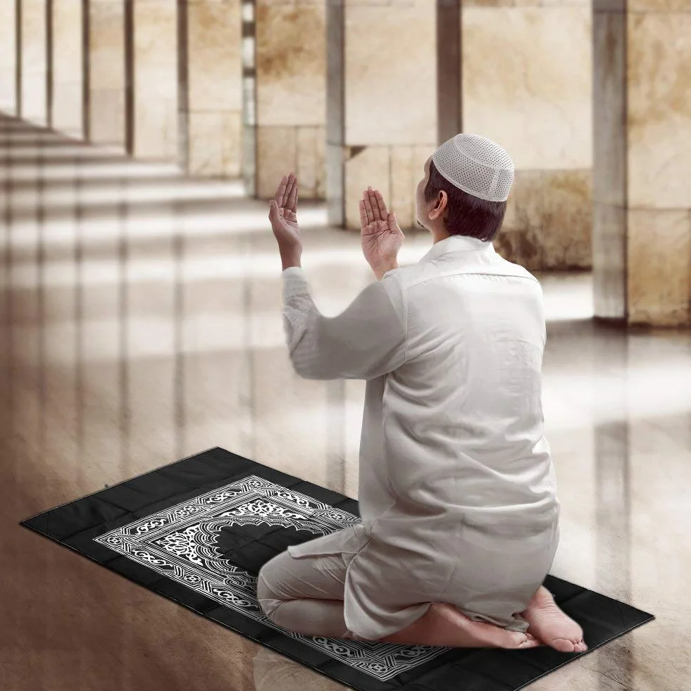 Hitopin Tapis de Prière de Poche Islamique de Voyage avec Boussole, Polyester Etanche 60 x 100 cm