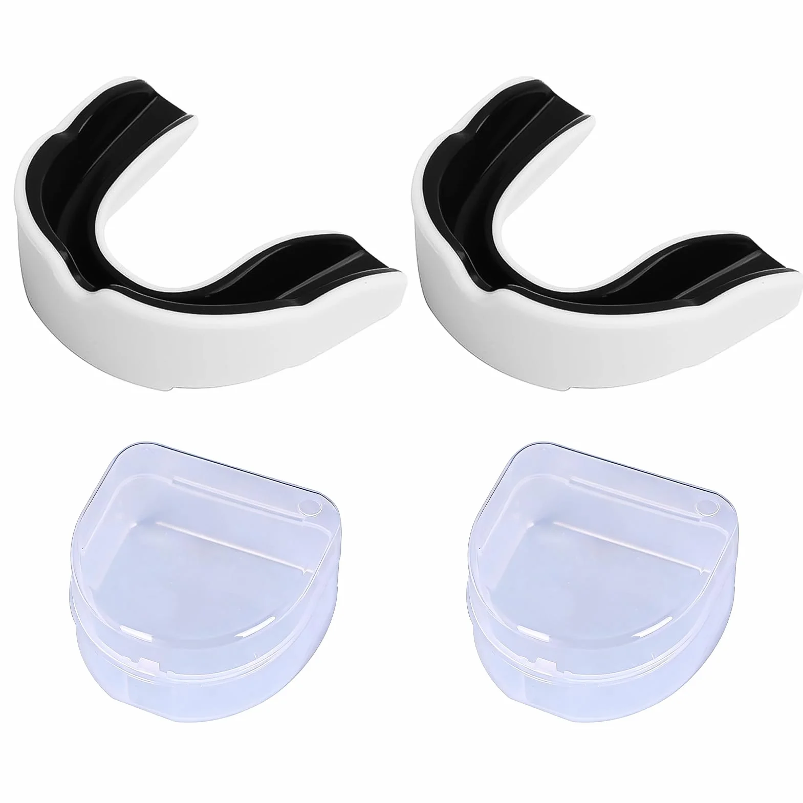 Protège Dents Boxe MMA Silicone Ajustable avec Boîte de Rangement 2 Pièces
