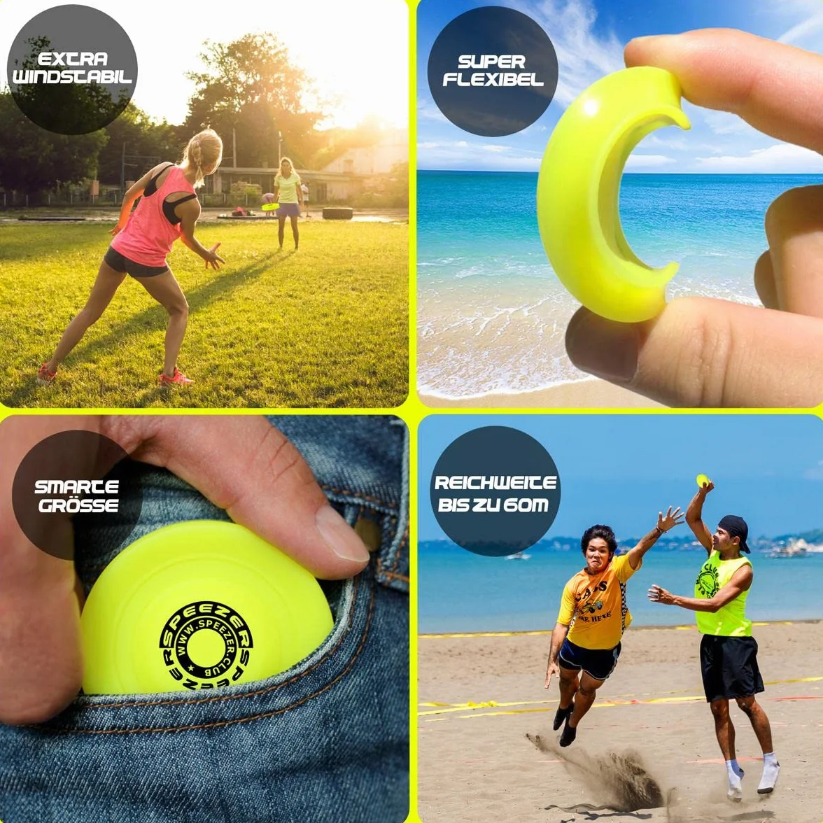 SPEEZER Lot de 3 mini frisbee - Disque jaune, gadget de sport en plein air, doux et petit, jeu de lancer