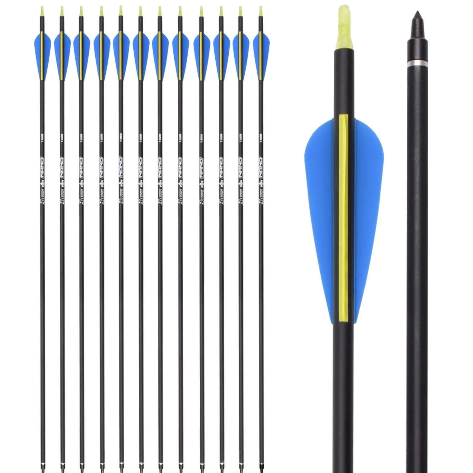 Flèches de Chasse 28 30 32 Pouces 12 pcs Tir à l'Arc pour Arc Classique et Arc à Poulies Cible d'Entraînement