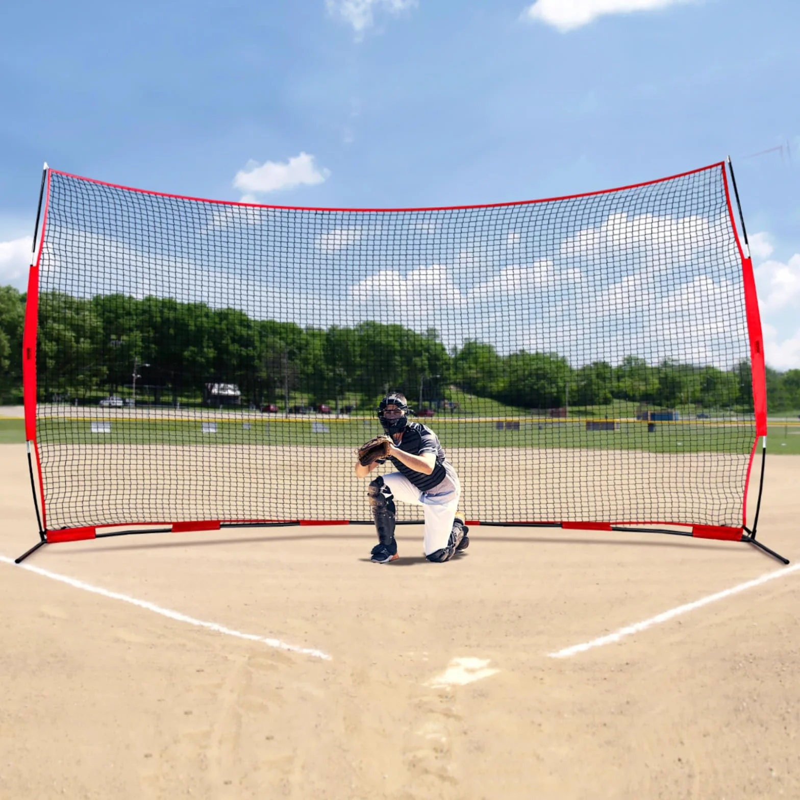 VEVOR Barricade Backstop Filet de Protection Portable avec Sac de Transport, écran de Protection pour Baseball, Softball, Lacrosse, Football, Hockey, pour arrière-Cour