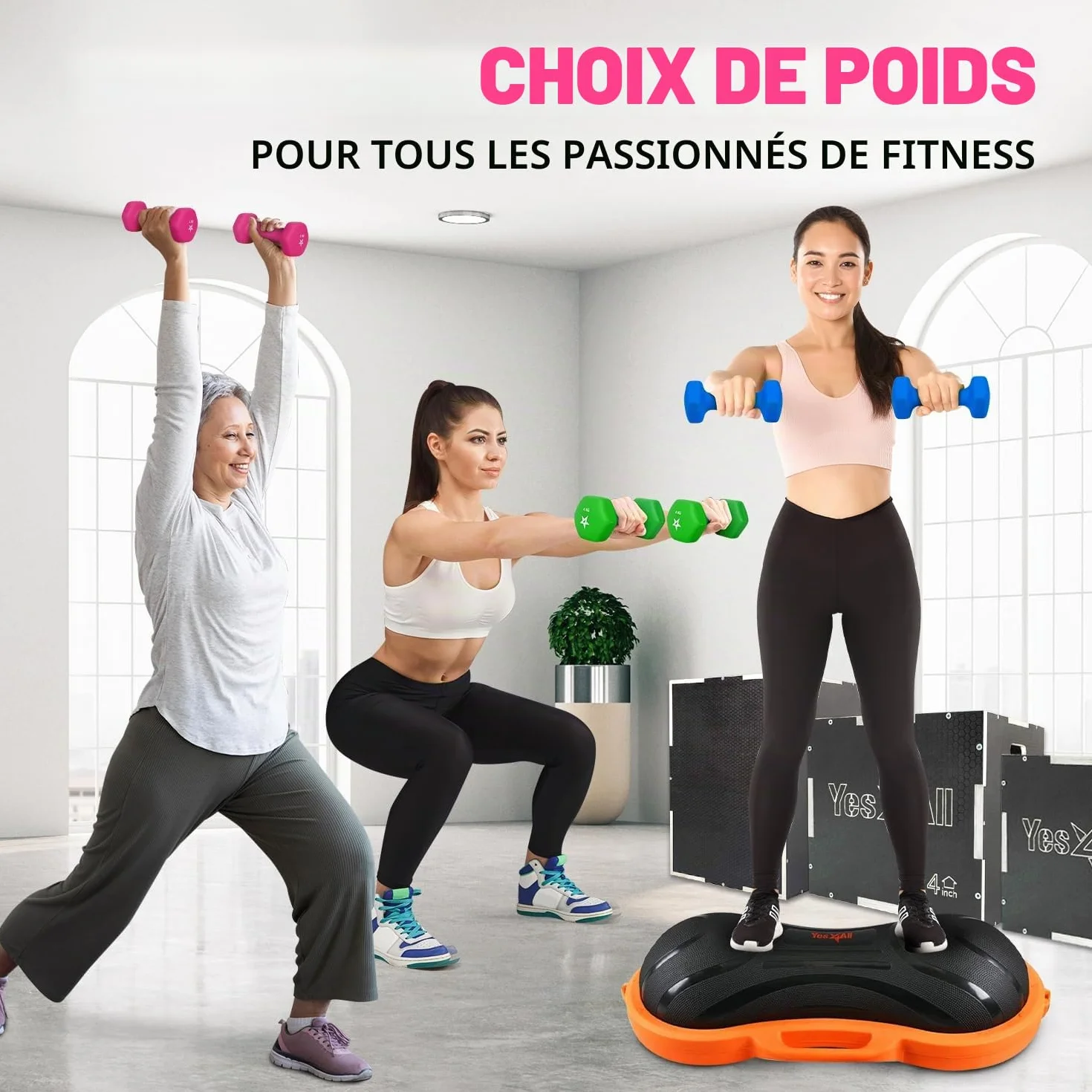 Yes4All Haltères en Néoprène Lot de 2 1-5kg pour Musculation Fitness