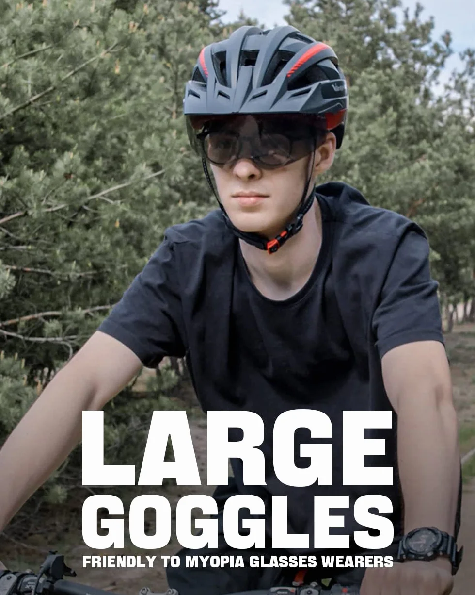 VICTGOAL Casque Velo Casque VTT avec Lunettes de Sécurité Magnétiques Amovibles