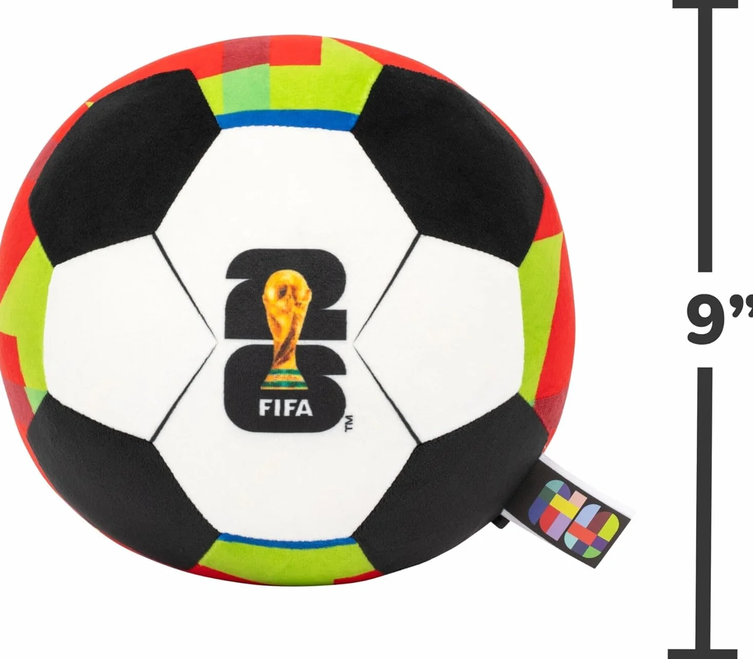 Jazwares Ballon de football FIFA en peluche rouge 22,9 cm Peluche douce Coupe du Monde Motif officiel FIFA