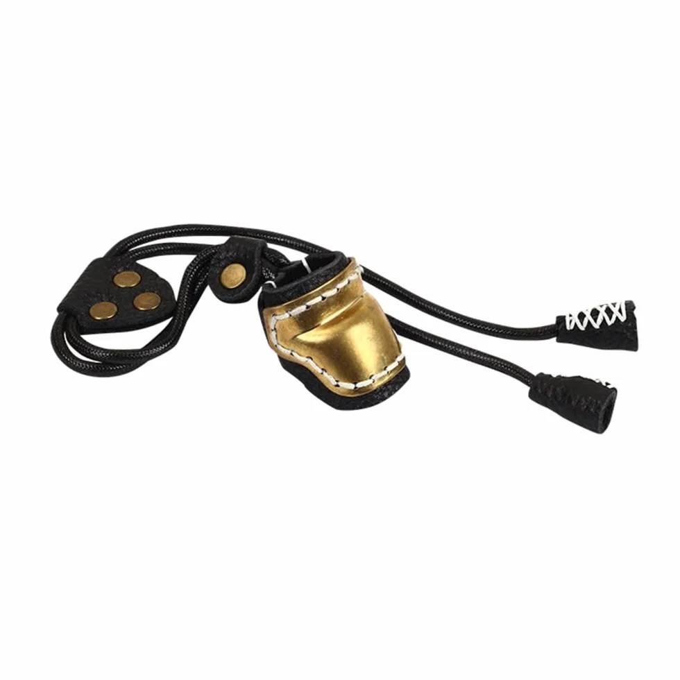 DONGKER Archery Thumb Ring PU Leather Finger Tab Guard with Rope for Traditional Bow