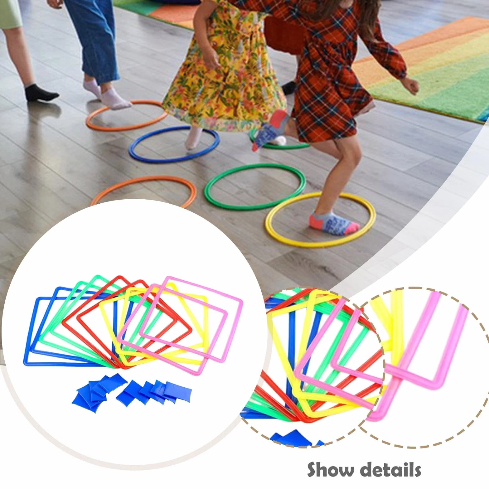 Jeu de Marelle Anneaux d'Agilité Sauts Entraînement Motricité Sac de Rangement PP Résistant Enfants Adultes