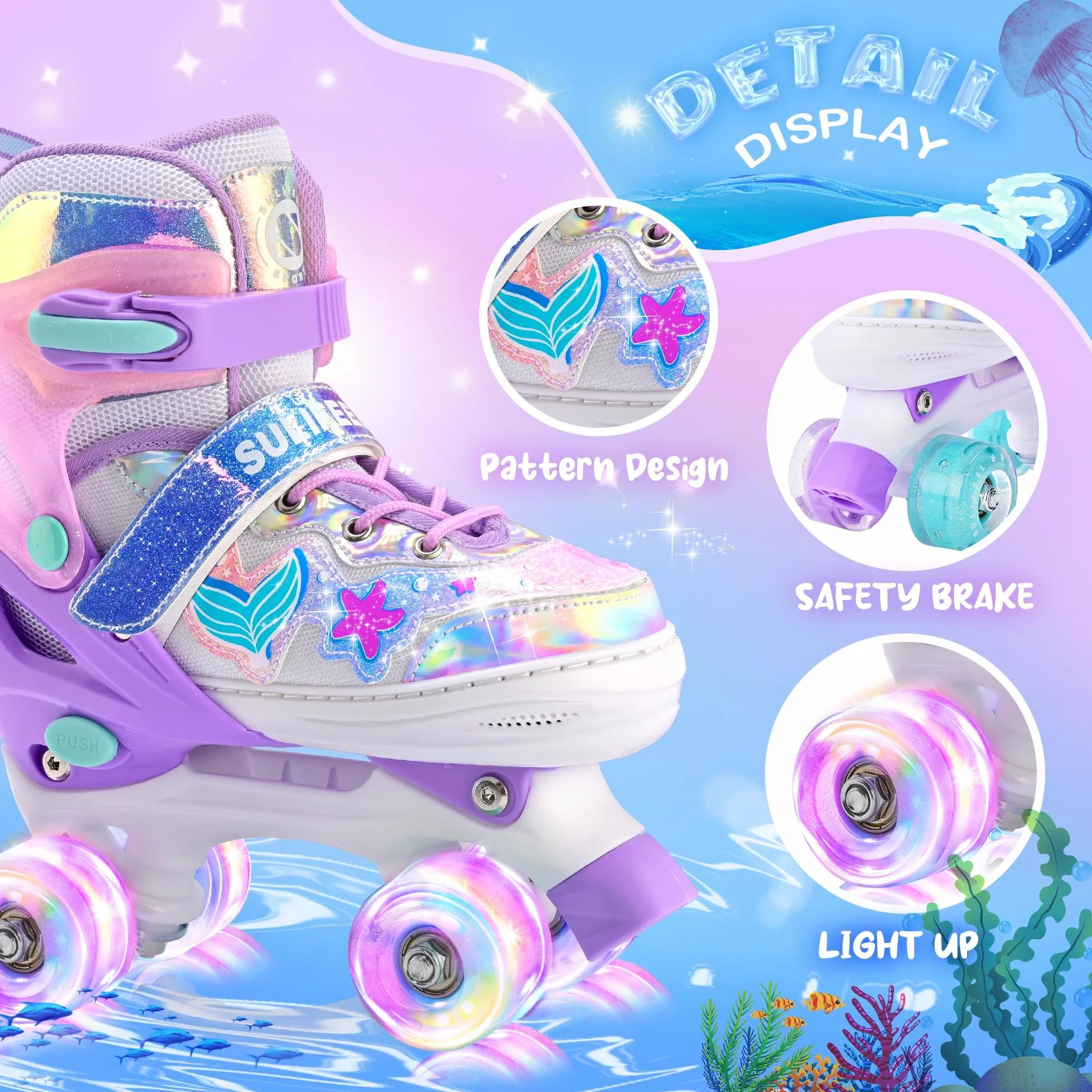Patins à roulettes réglables pour Enfants 3-12 Ans avec Roues Lumineuses SULIFEEL