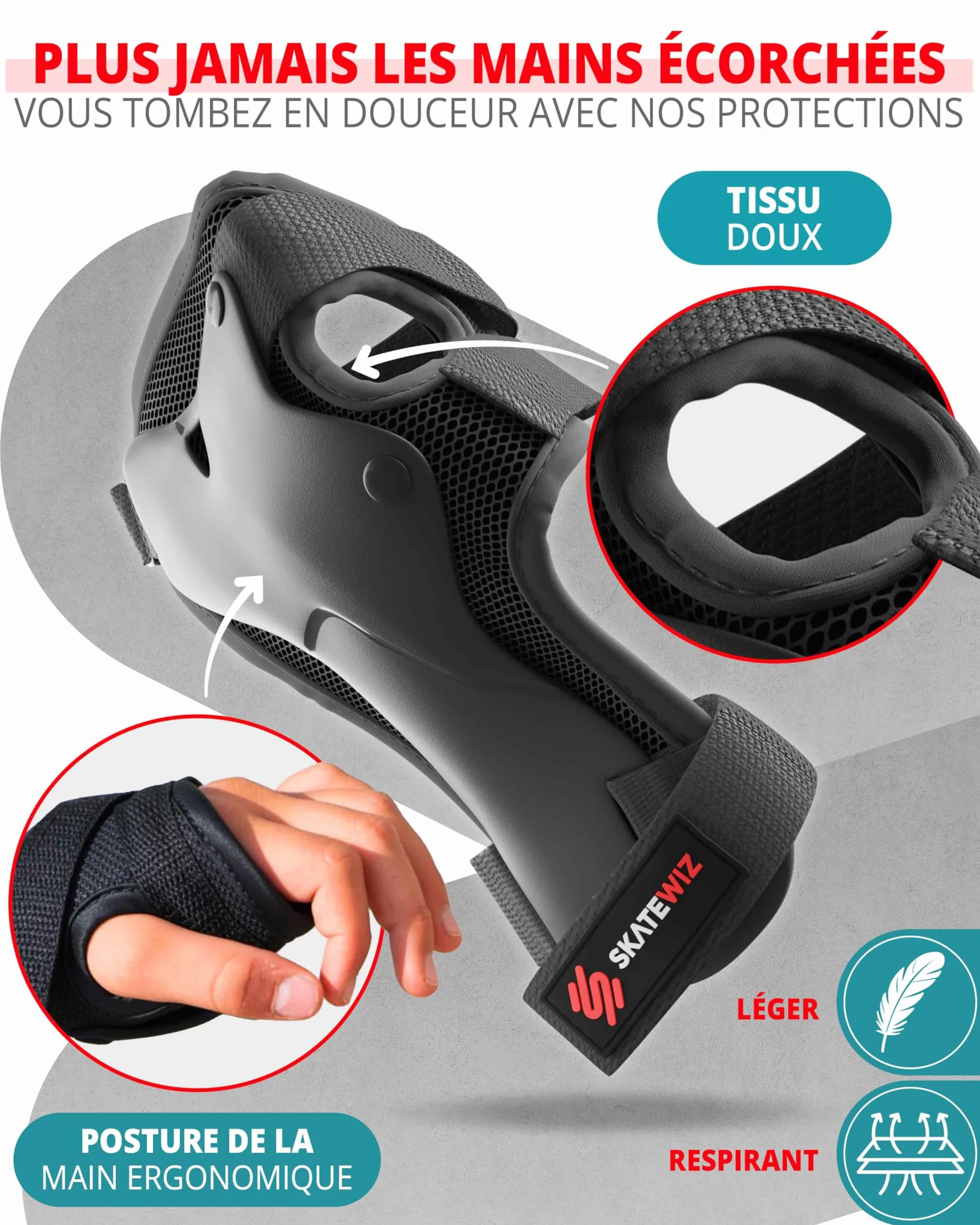 SKATEWIZ Protection Roller Enfant Adulte Skateboard BMX Velo Genouillère 6pc