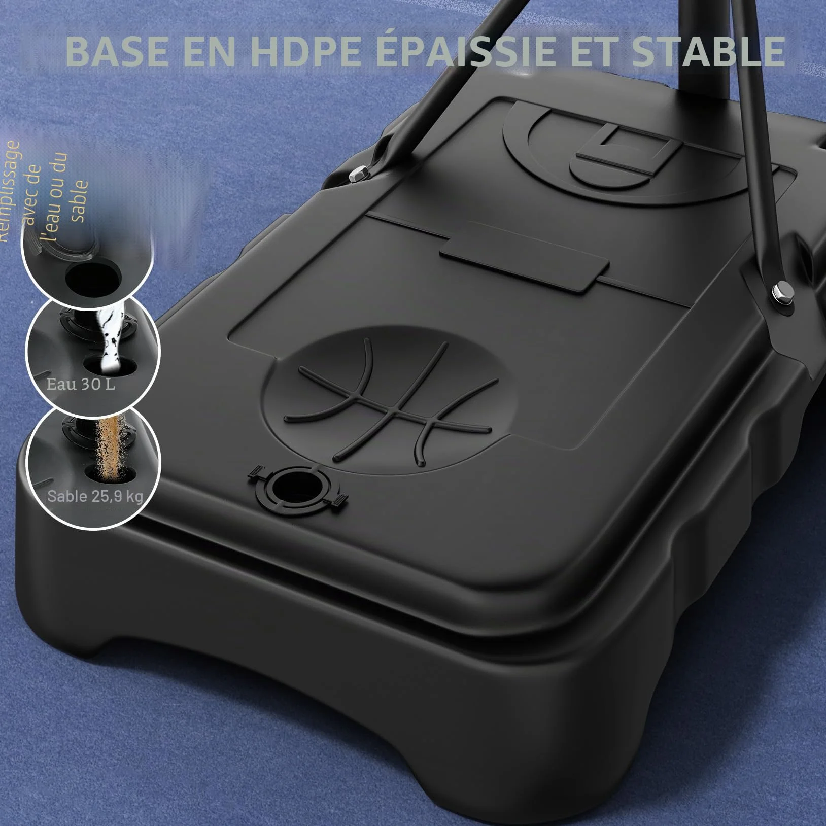 YOLEO Panier de basket extérieur pour enfants réglable 160-210 cm avec système Net System sur roues