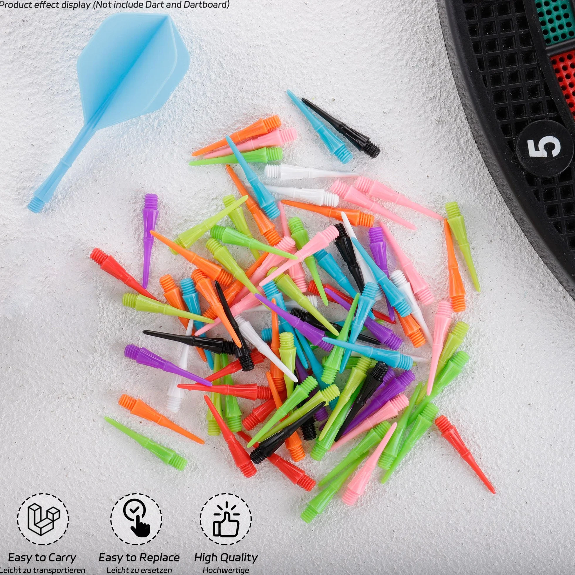 CyeeLife Pointes de Fléchettes en Plastique 100 Pièces, Filetage 2BA, Accessoires pour Fléchettes
