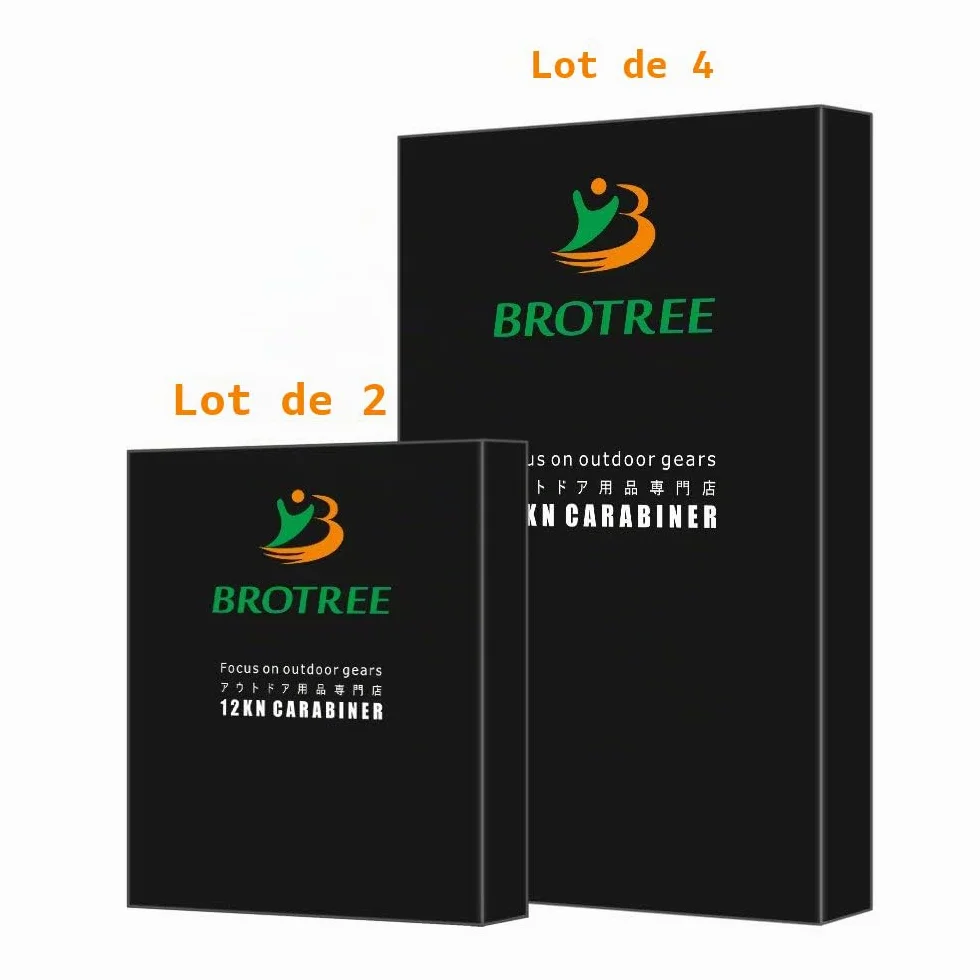 Brotree Mousqueton Tactique 8cm Aluminium 12KN Charge Lourde Forme D pour Hamac Camping