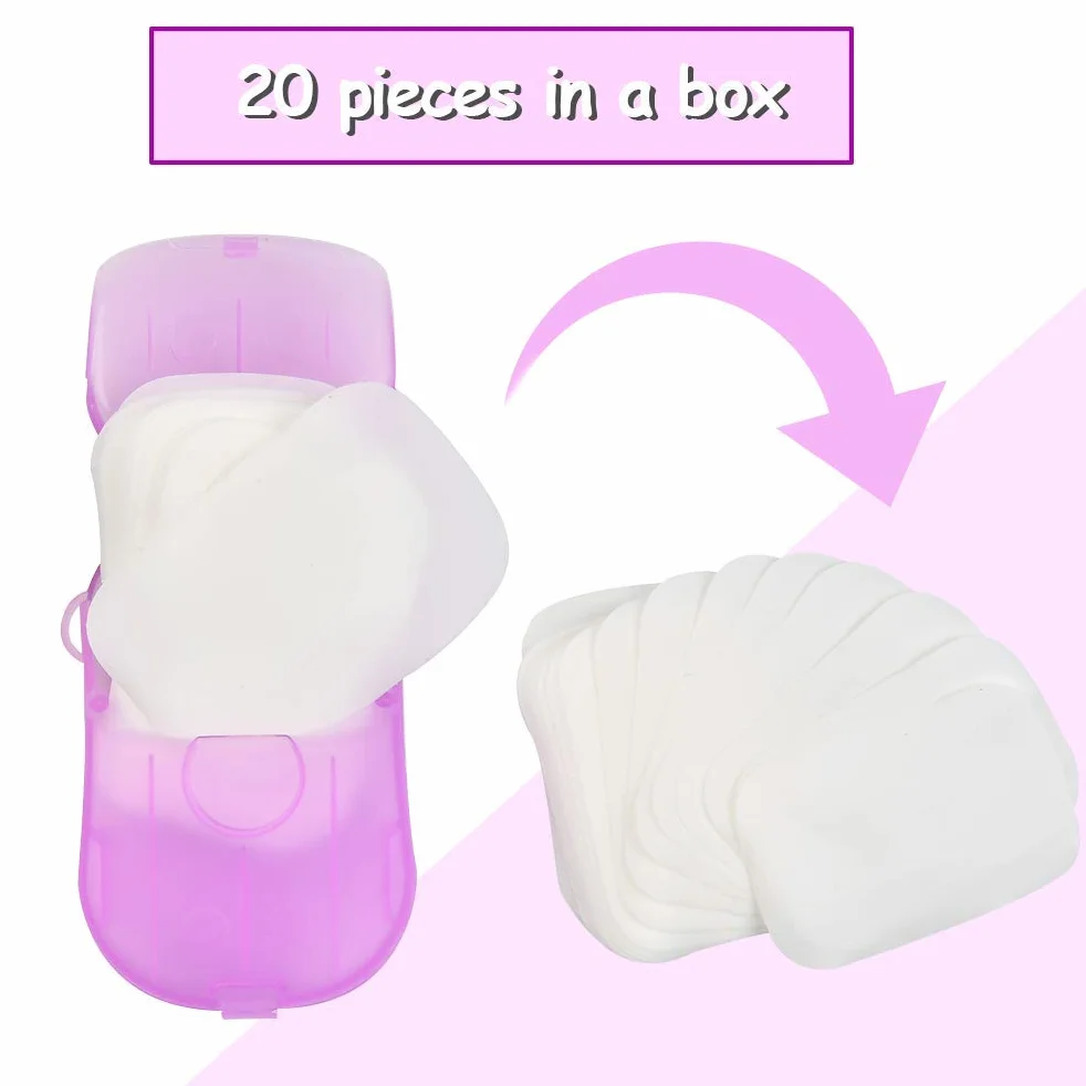TIMESETL Savon en Papier jetables 200 Feuilles 10 boîtes Portable Camping Lavage Plein air