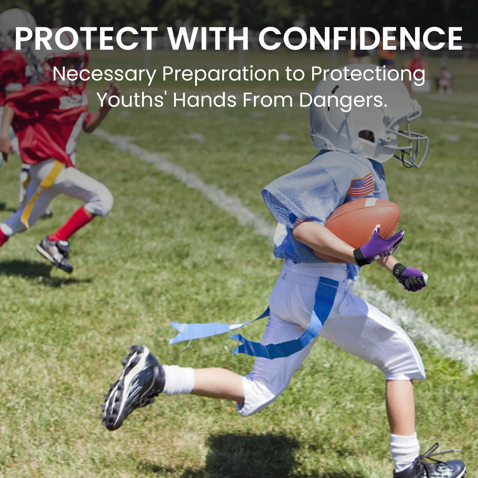 FINGER TEN Gants de football américain ultra adhérents antidérapants pour enfants 5-14 ans