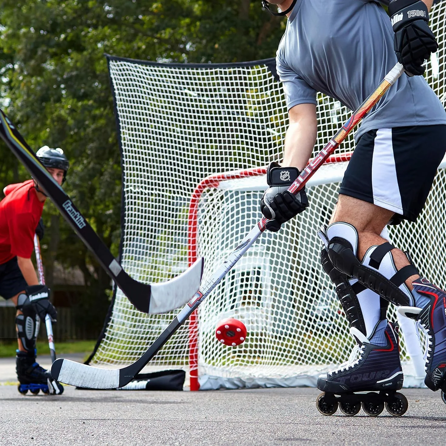 Palet de Hockey sur Route pour Entraînement, Roller Hockey Jeu d'Entraînement, Intérieur Extérieur Rouge