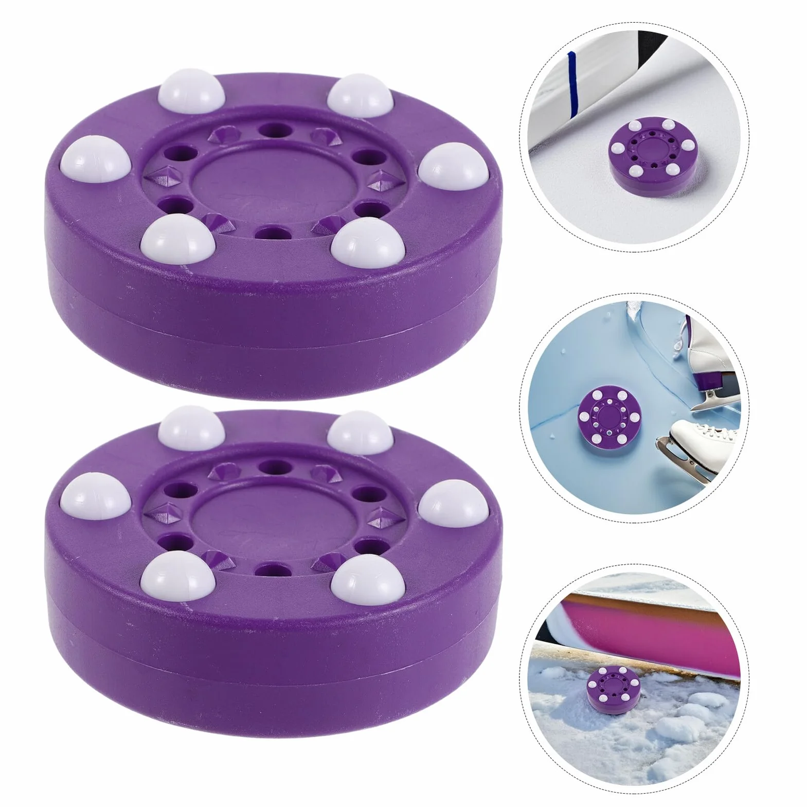 BESPORTBLE Palet de Hockey Hors Glace Pourpre 2pcs Taille Officielle Design Optimisé Six Billes Léger