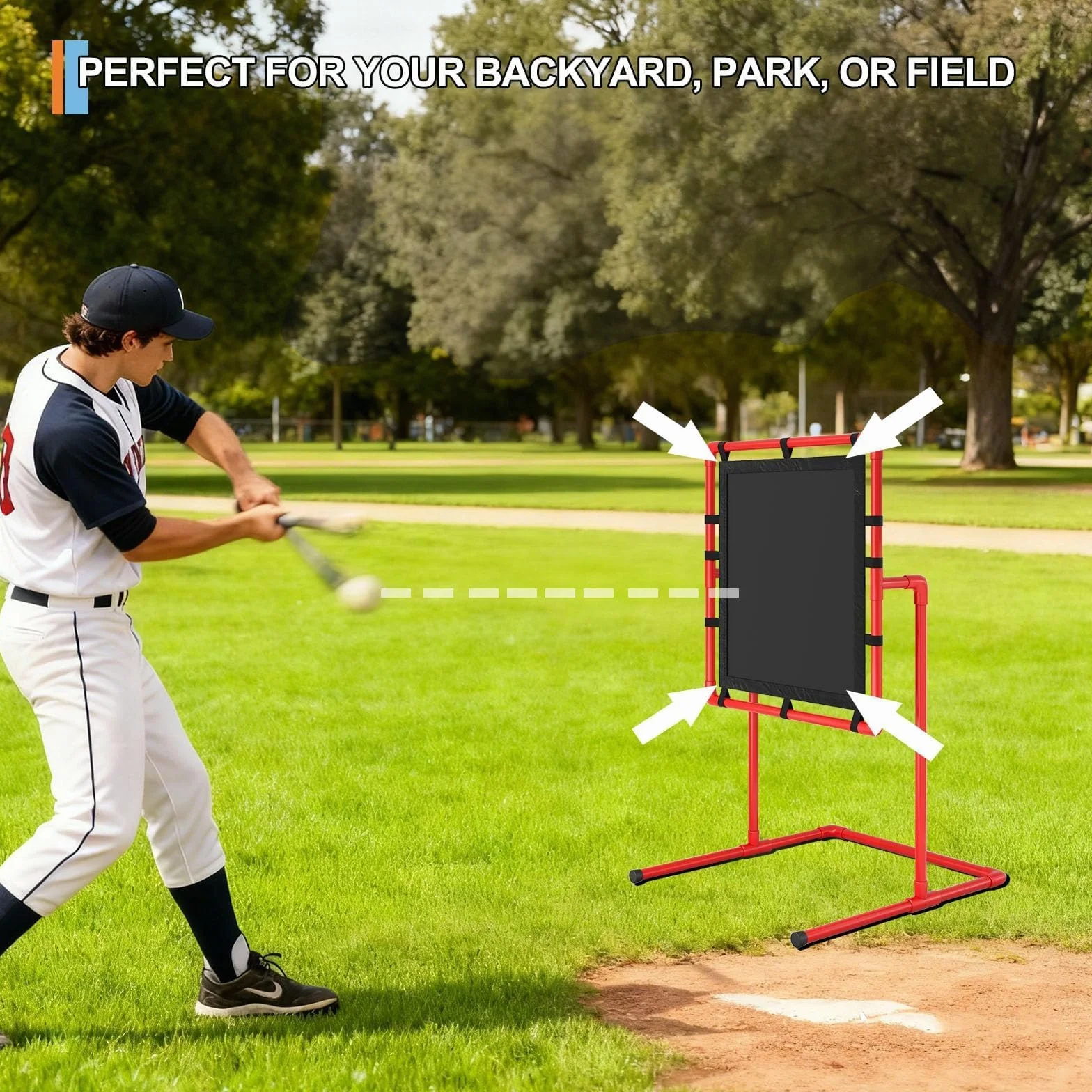 Cible de Baseball Strike Zone Rouge 124,5x68,6x66 cm Filet Entraînement Balles Plastique Cadre PVC Stable Sac Transport Inclus
