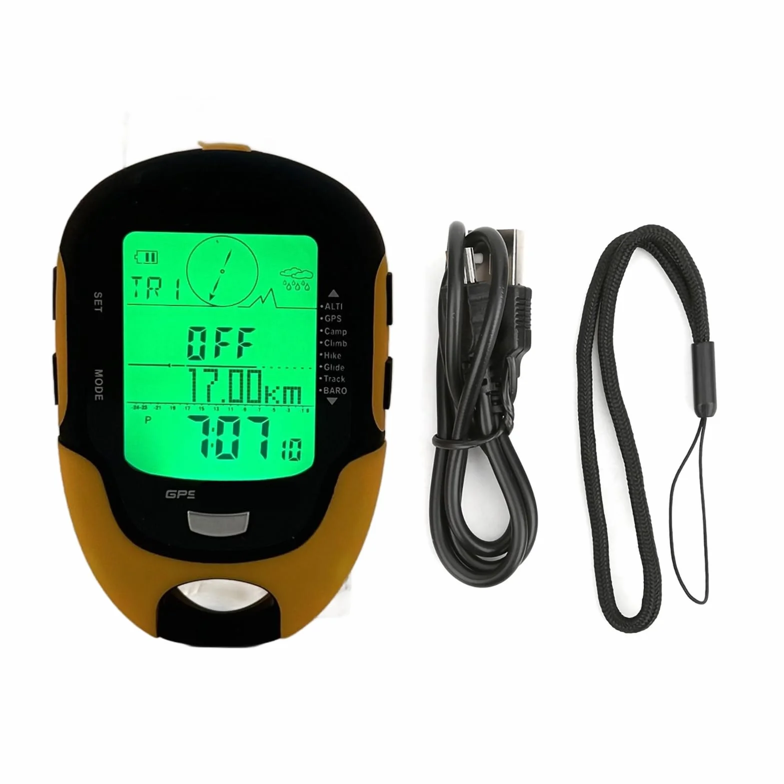 Dilwe Altimètre Numérique FR510 ABS IPX4 LCD Boussole GPS Thermomètre Baromètre Testeur de Pression