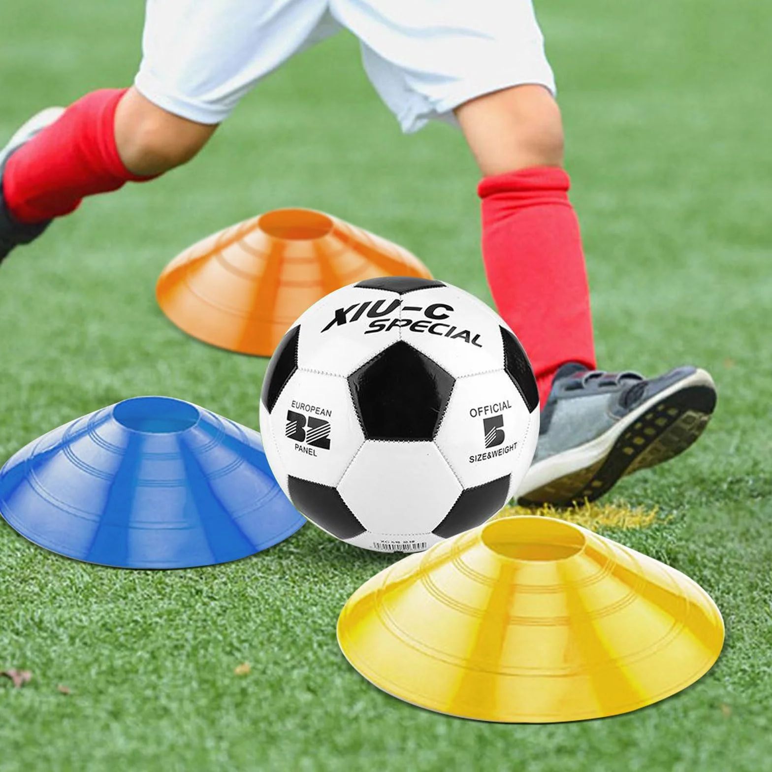Plots de Marquage Football Cône Entraînement avec Support Noir 5 Couleurs