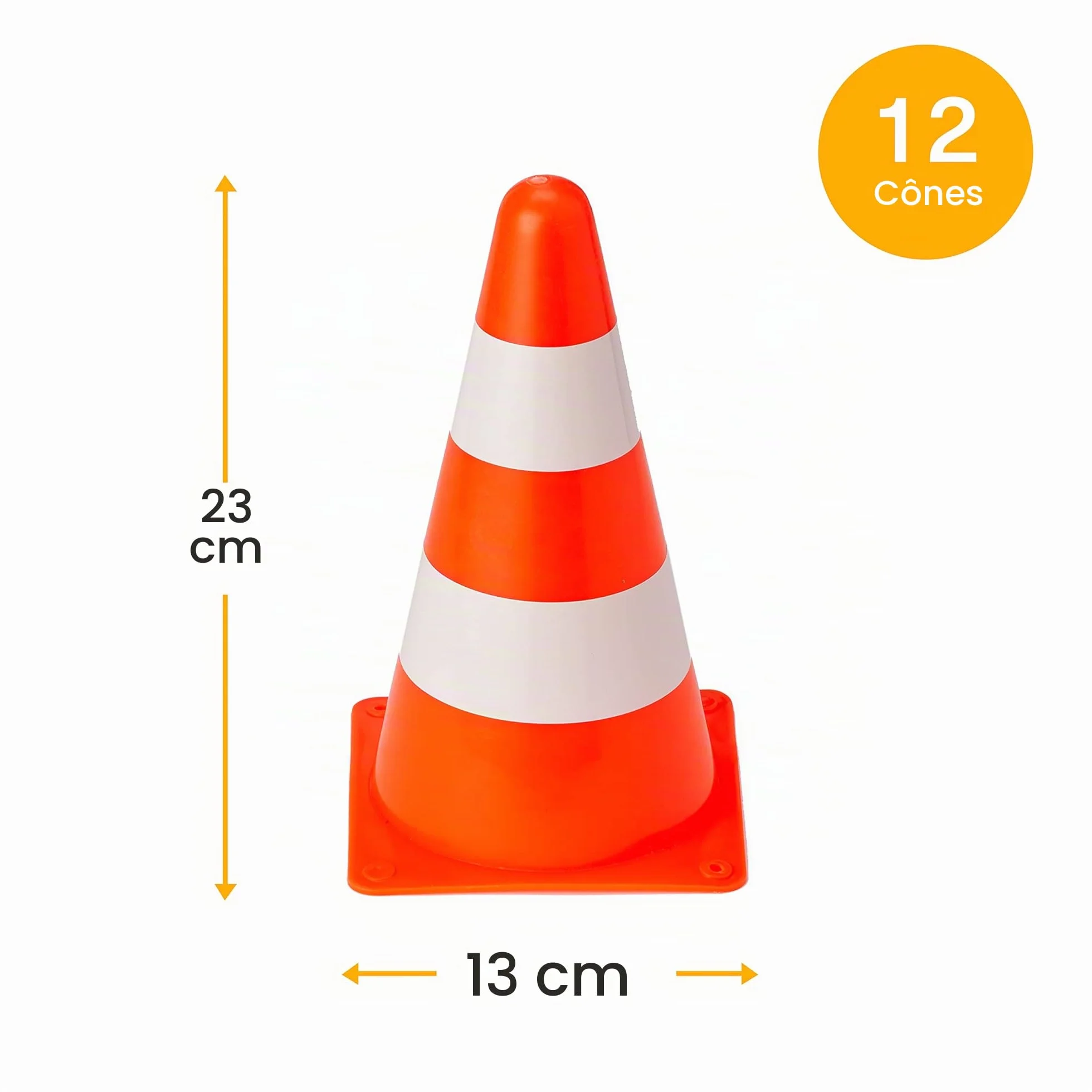BRAMBLE 12 Cônes de Signalisation 23cm avec Bandes Réfléchissantes pour Sport, Football, Jeux Enfants