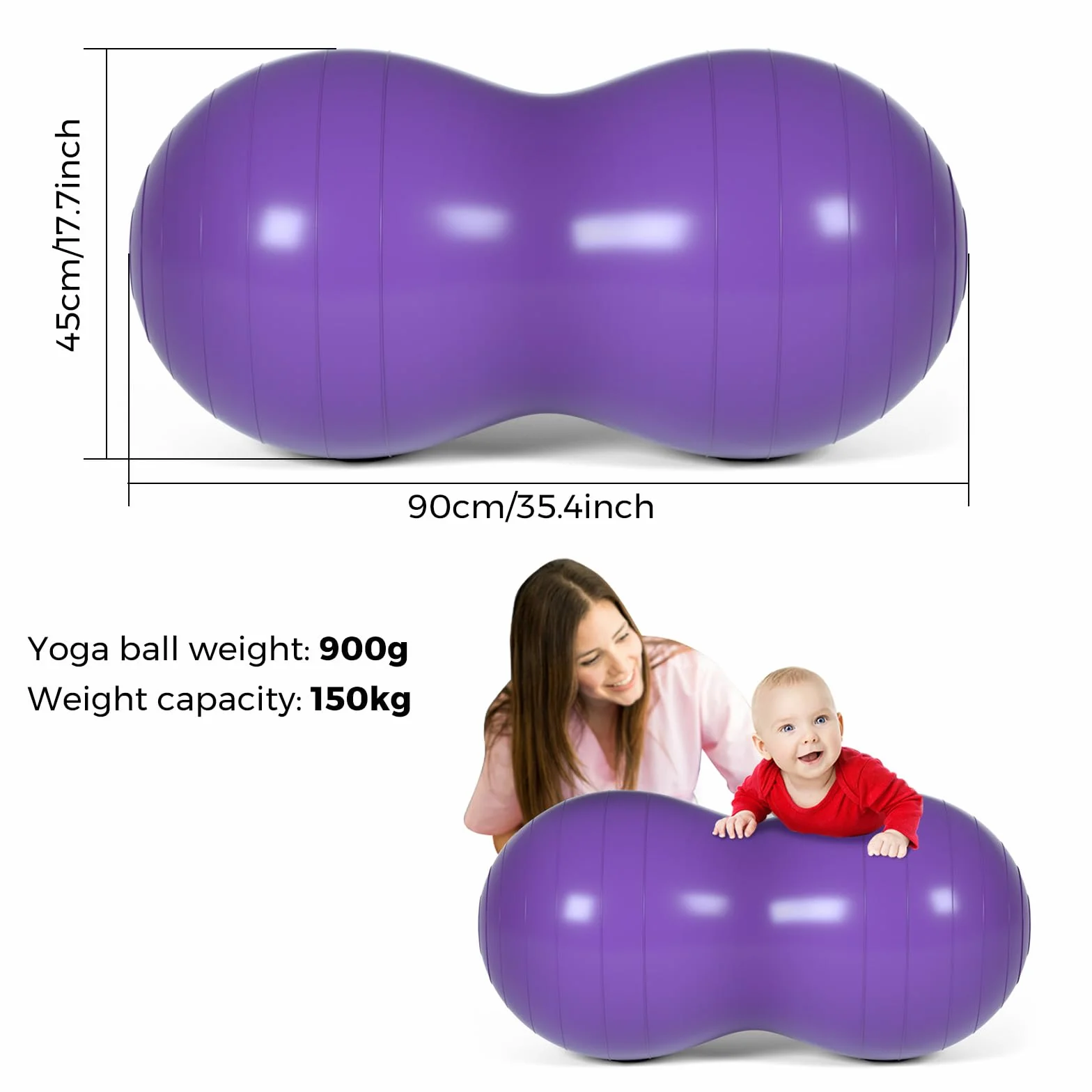 Balle de Massage DASKING Anti-Burst 90x45cm pour Yoga Pilates Physiothérapie avec Pompe à Main
