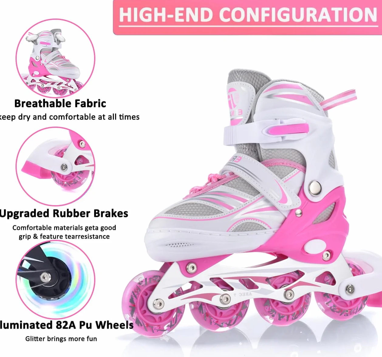 ERNAN Patins à roulettes en Ligne Réglables Enfants avec Roues LED