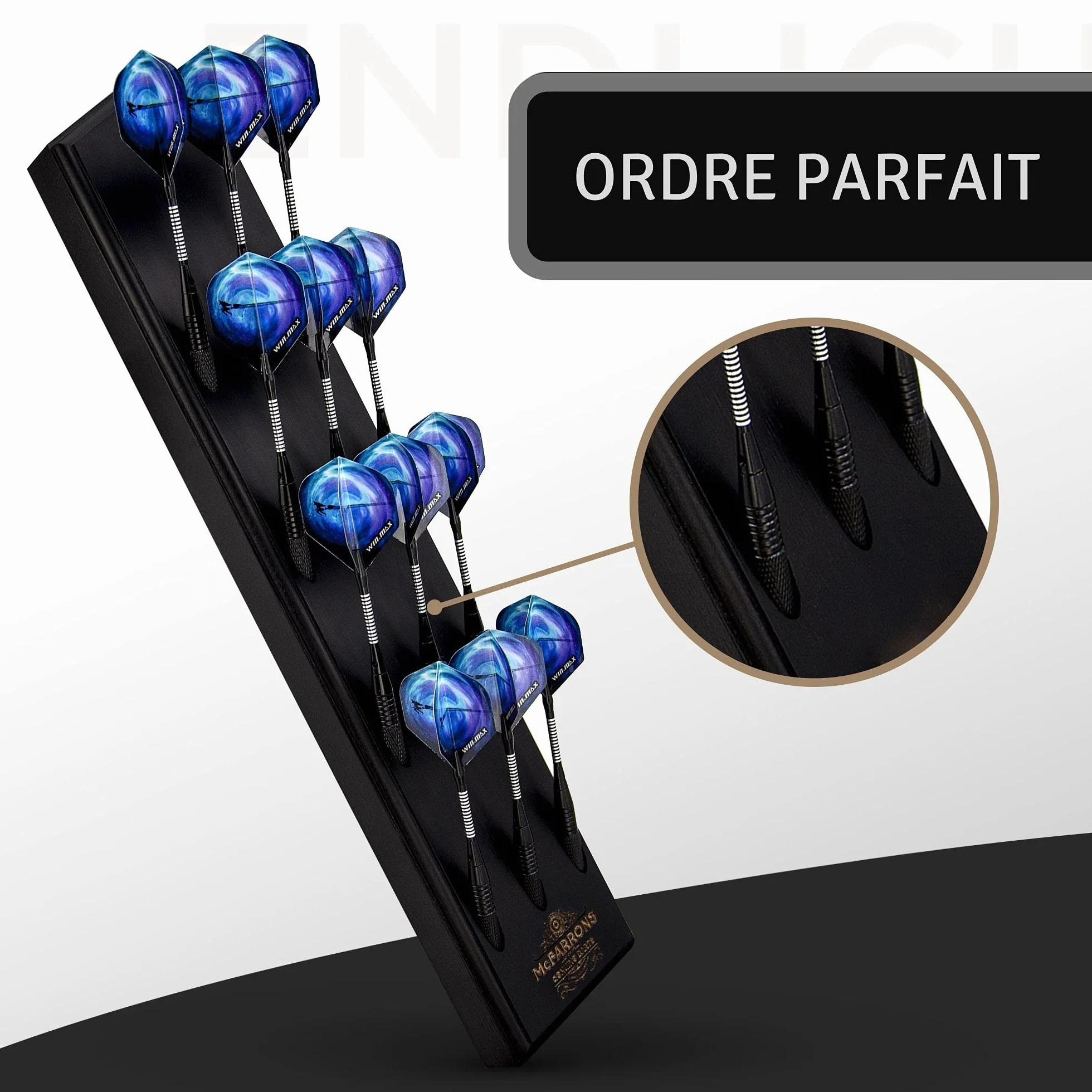 Porte Flèchettes en Bois pour 12 Fléchettes - Support Mural pour Steeldarts, Softdarts