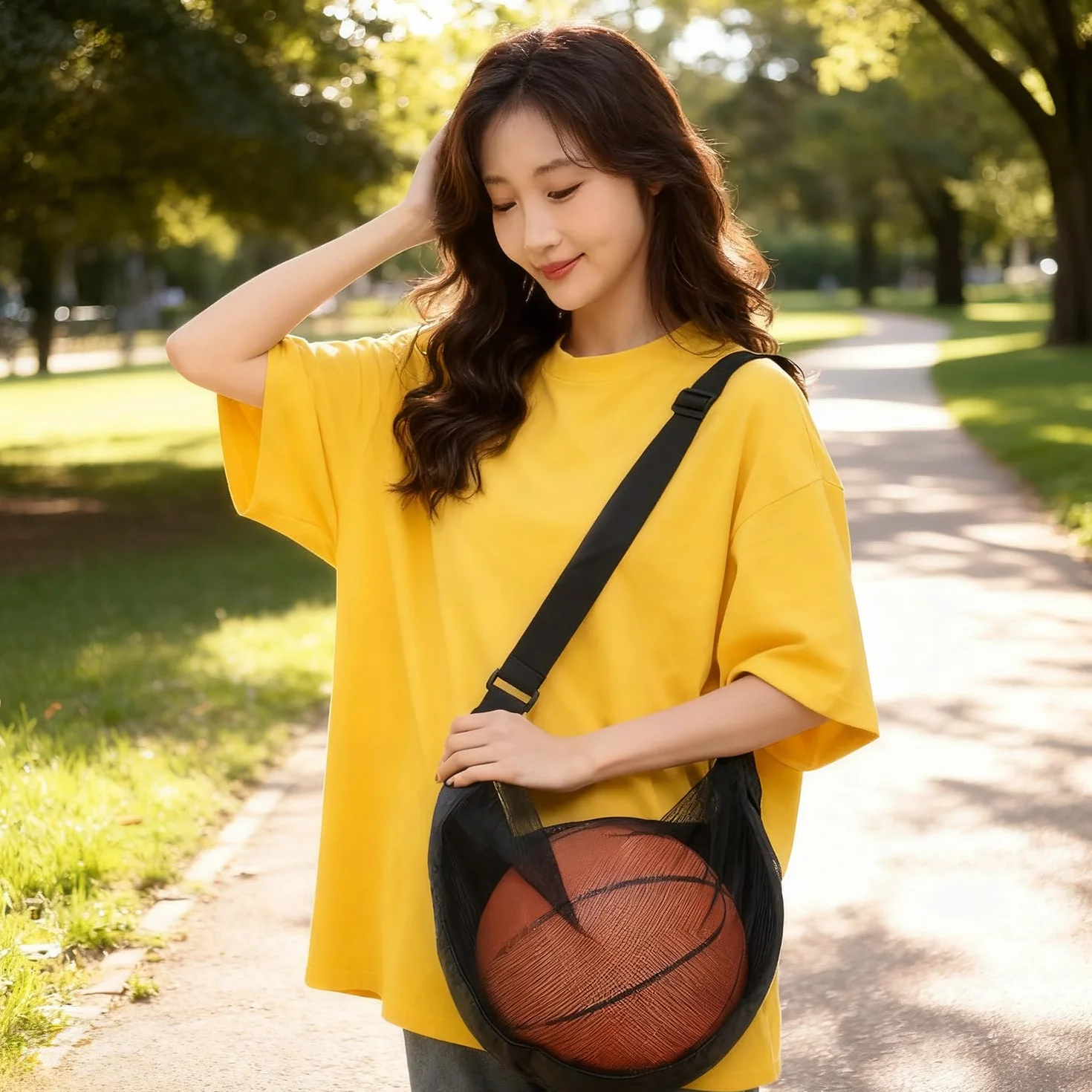 Sac de sport en maille filet WUBAYI avec mousqueton pour basket-ball football