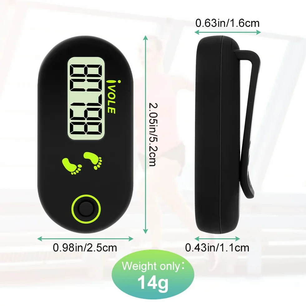 Flintronic Podomètre 3D pour la Marche avec Clip, Compteur de Pas Numérique Portable